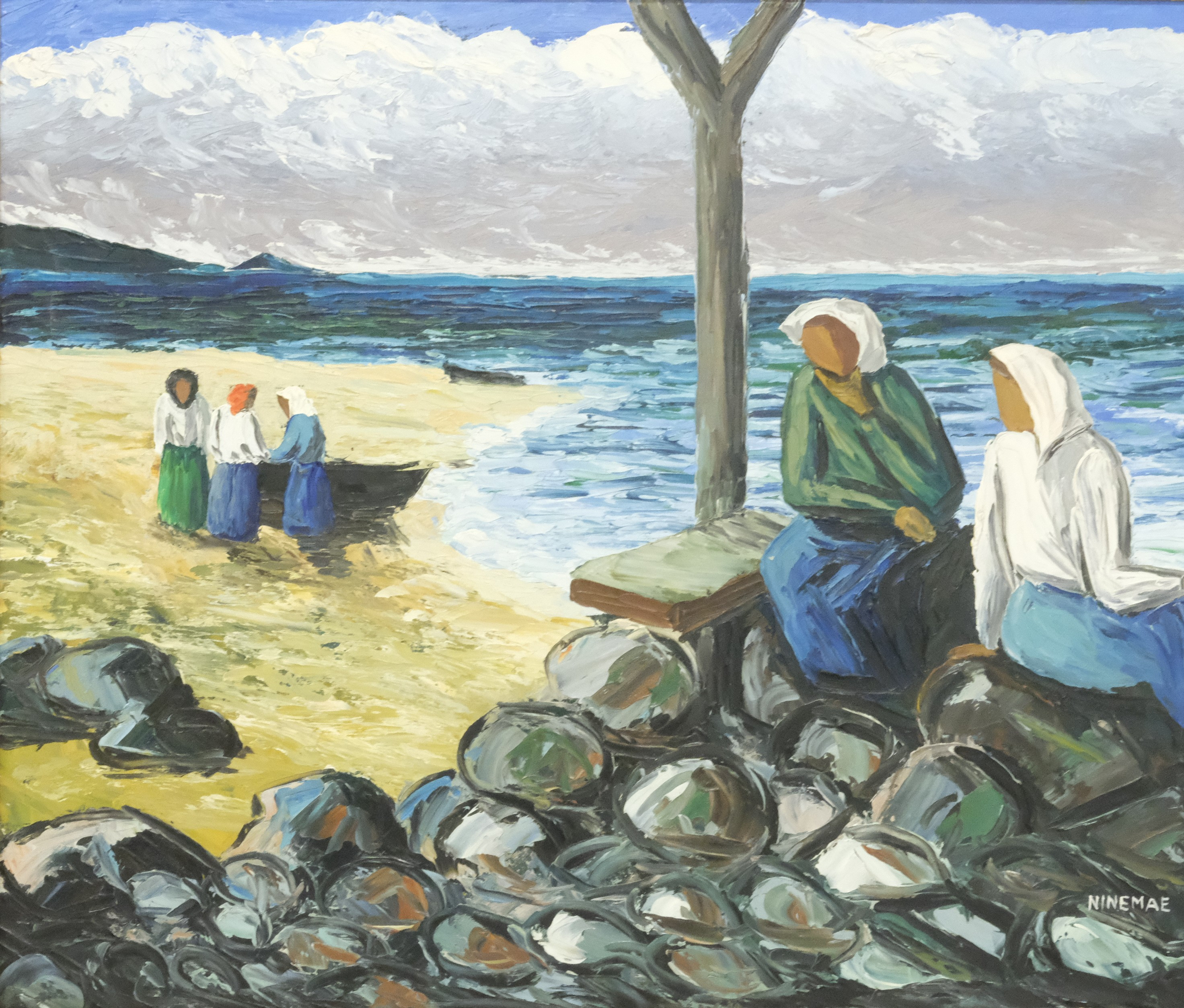 BORIS NINEMAE. "ENSAMMA KVINNOR", OLJA PÅ DUK.