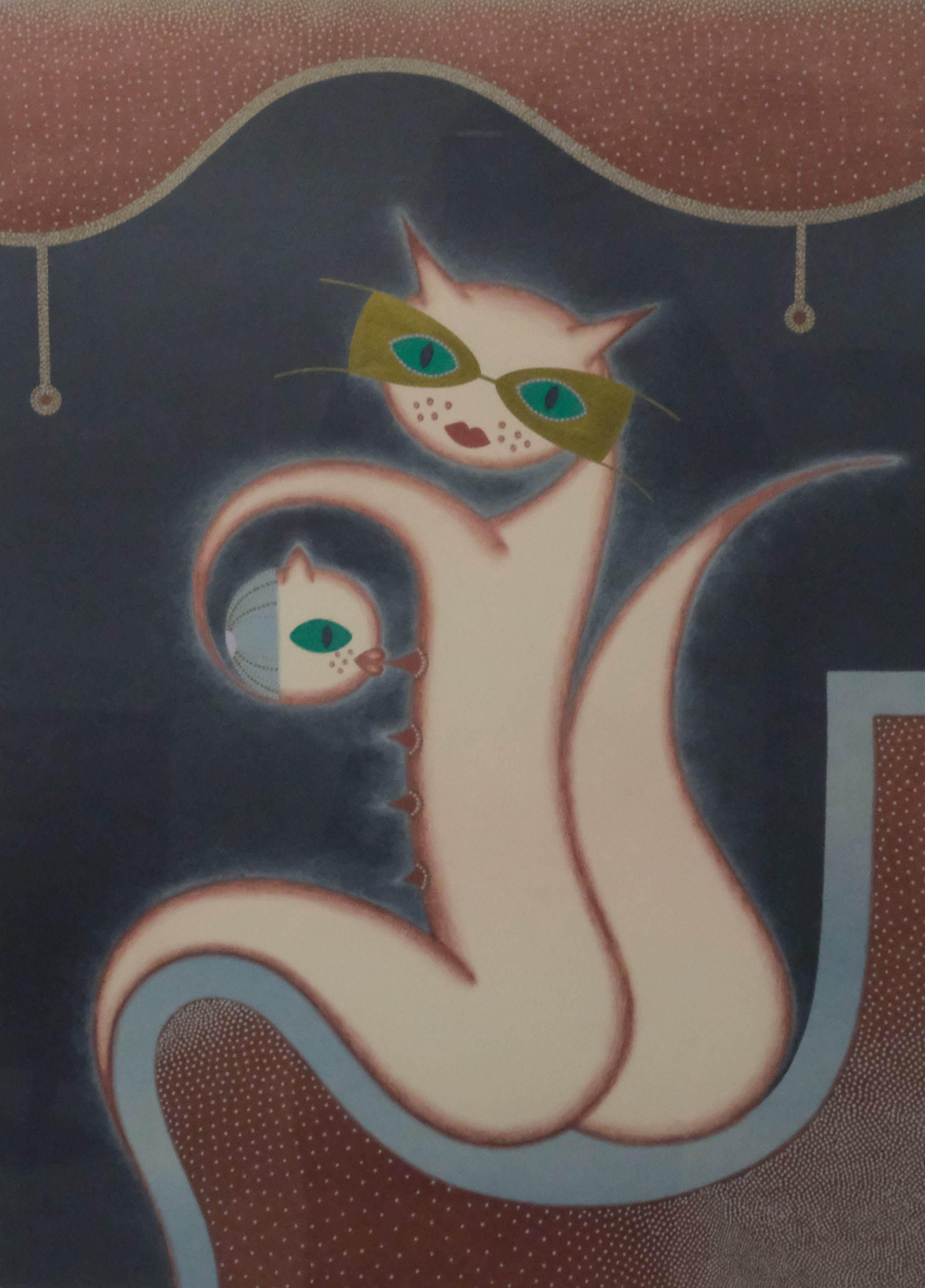 ROSEMARY SVANBERG. "DEN ROSA PANTERNS ÅTERKOMST NR 3", LITOGRAFI OCH AKVARELL.