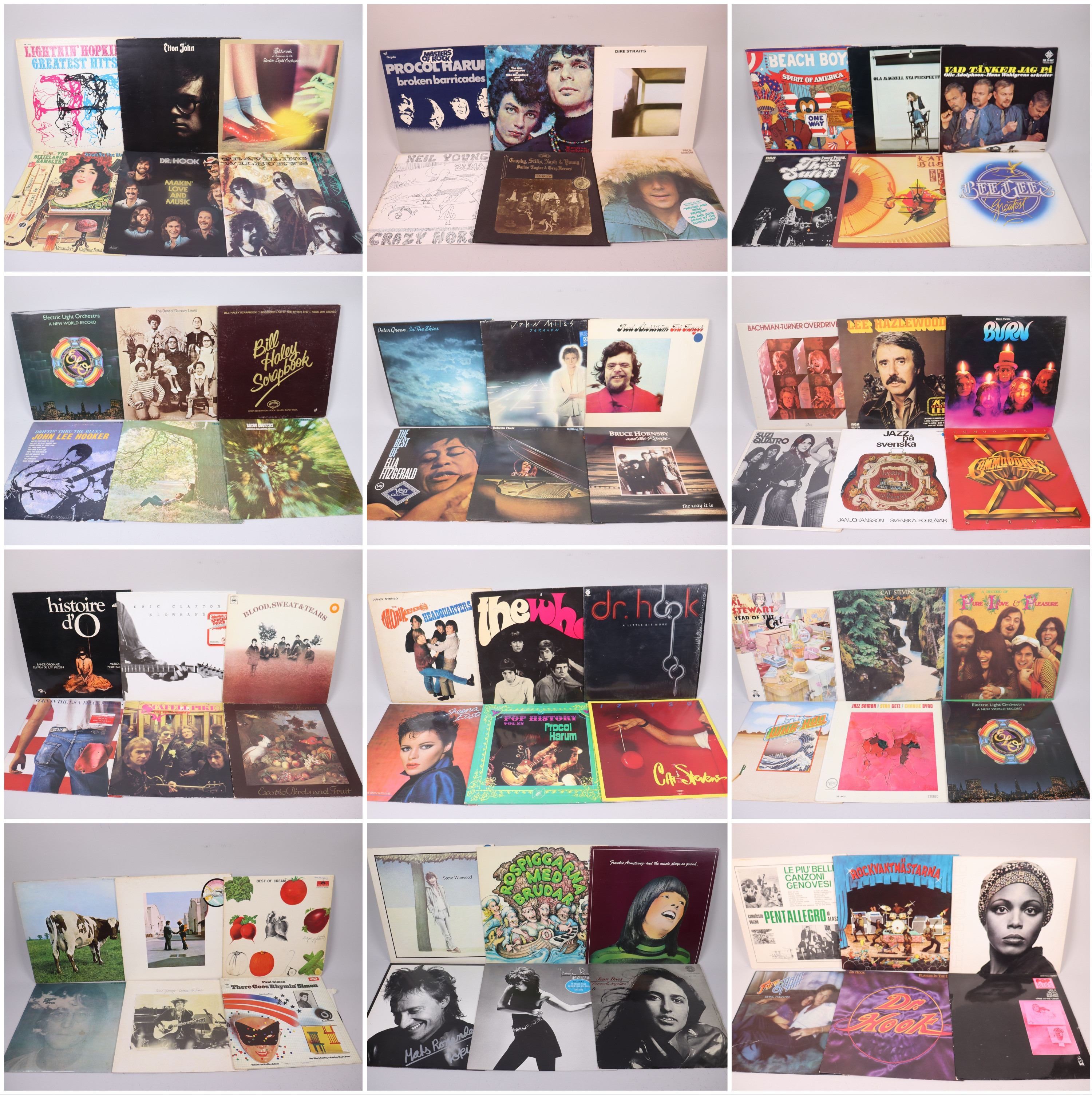VINYLSKIVOR, 72 st, Pink Floyd, Deep Purple, Dire Straits, Niel Young, ELO, Cream, John Lennon, The Who mm.