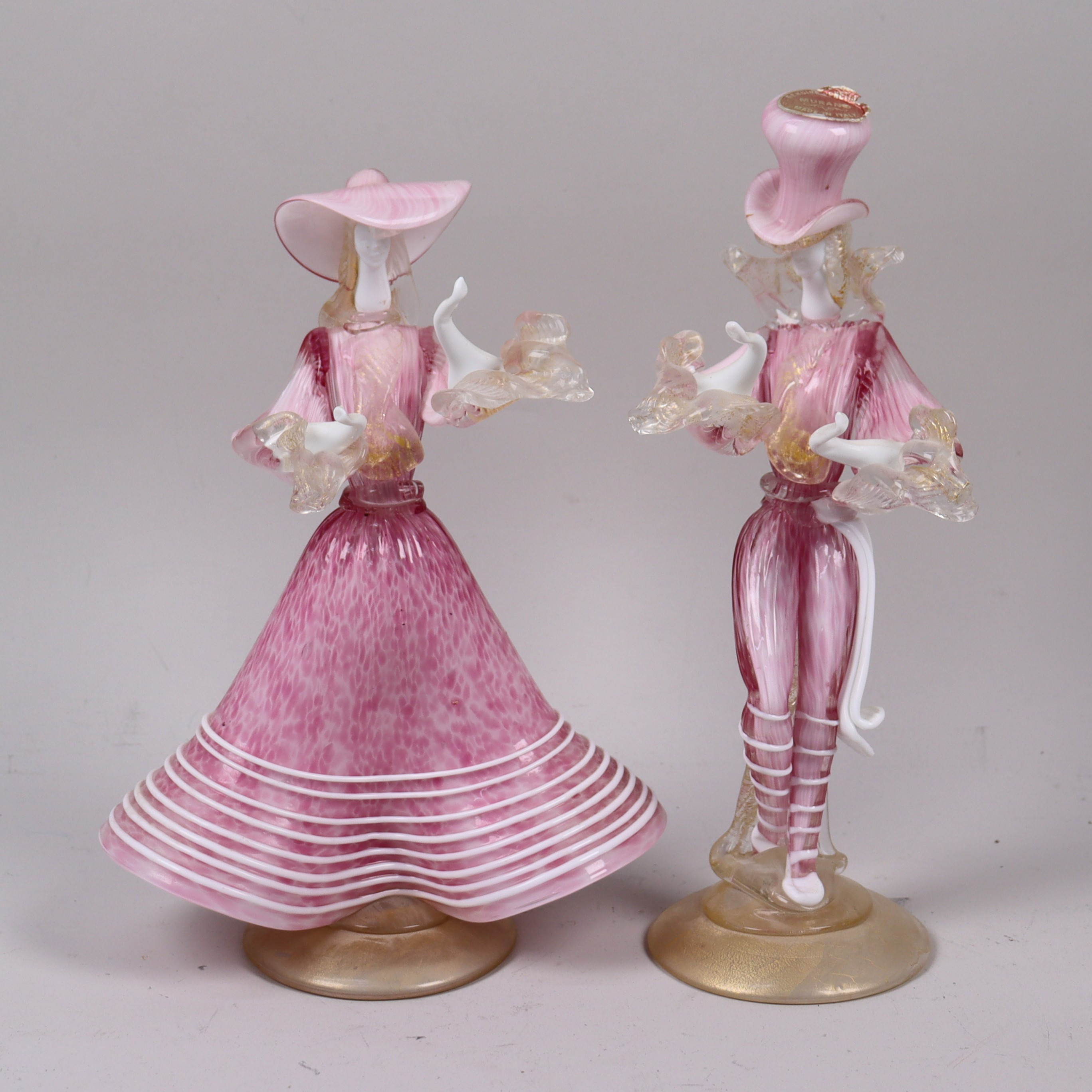 FIGURINER i glas, Murano, italien, man och kvinna.