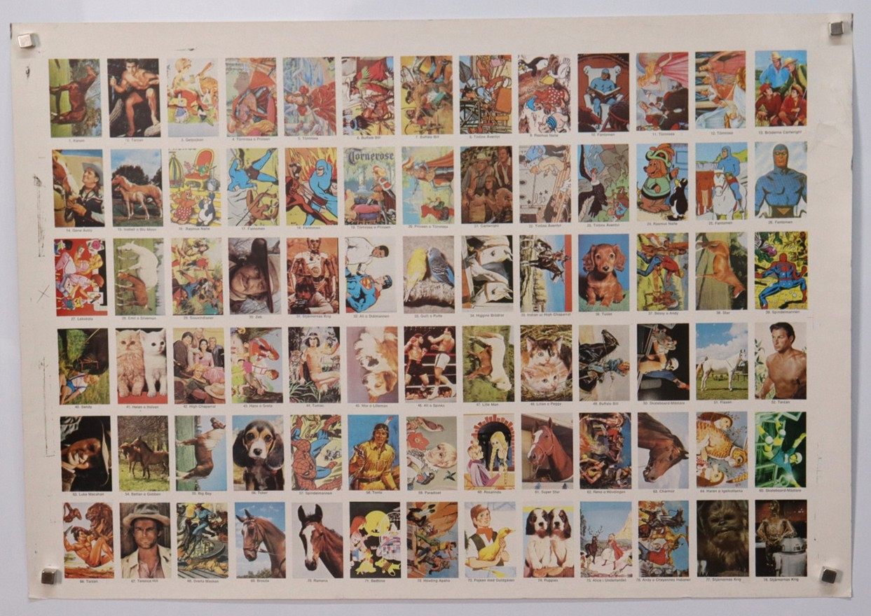 SAMLARBILDER, oklippta ark, Disney, Tarzan, Fantomen, Tintin, Muhammad Ali mm, 2 st.