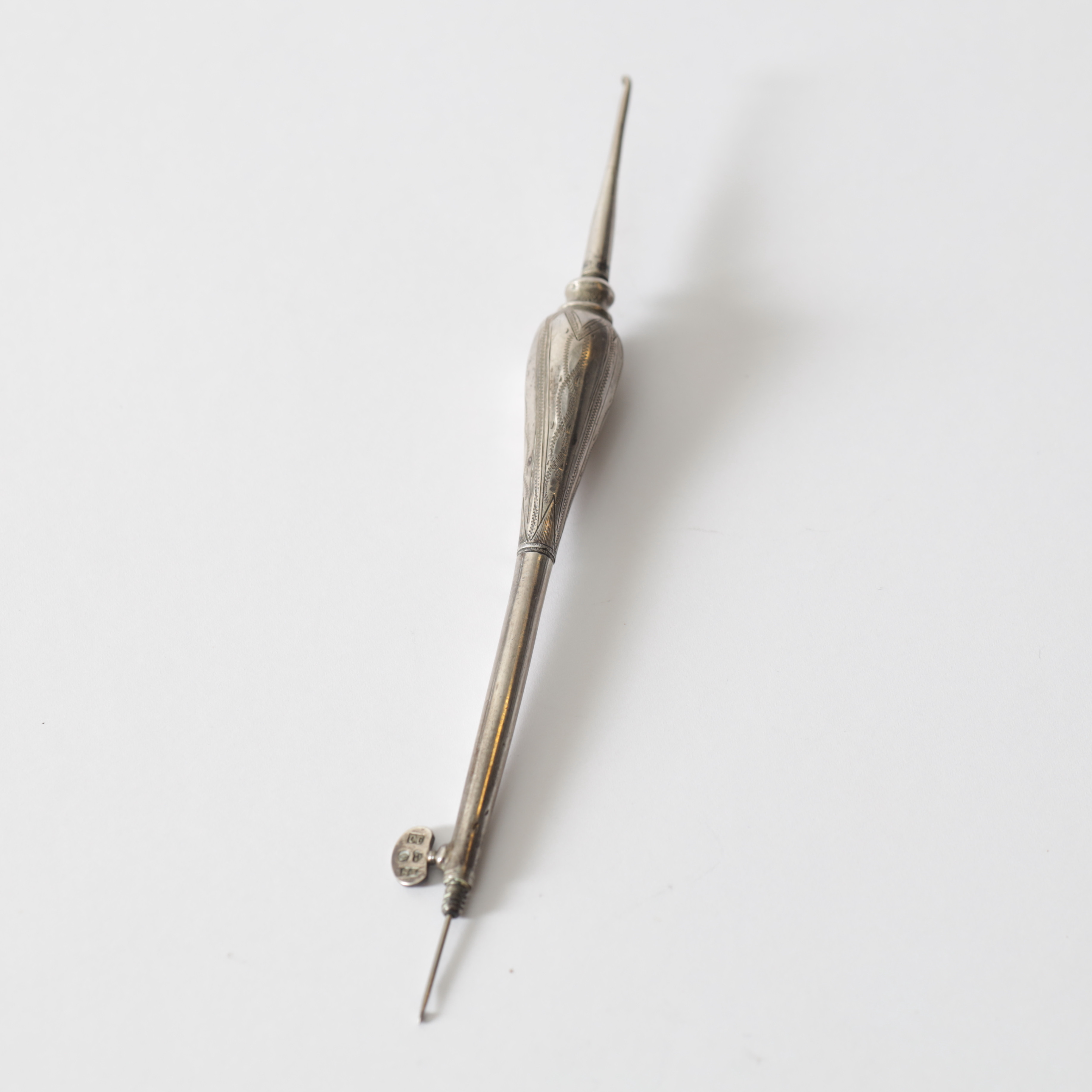 VIRKNÅL, silver, 1880-tal. Totalvikt ca 11,6 gram.