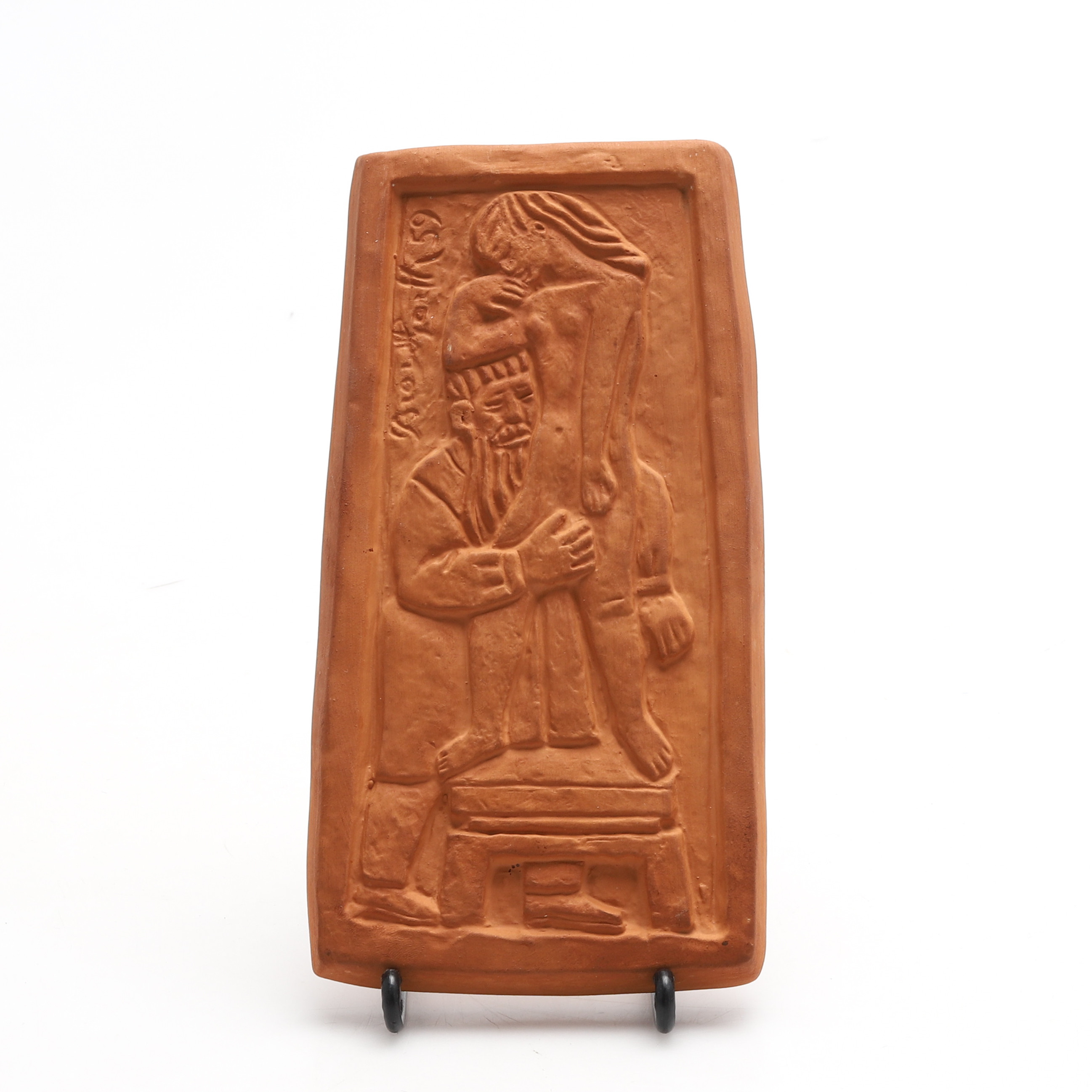 BROR HJORTH. Väggrelief, terrakotta, signerad och daterad -59 i godset.