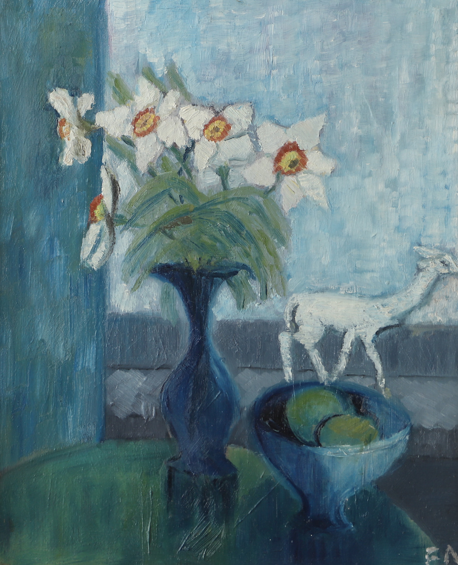 ERNST NORLIND. Stilleben, olja på pannå, signerad E.N.