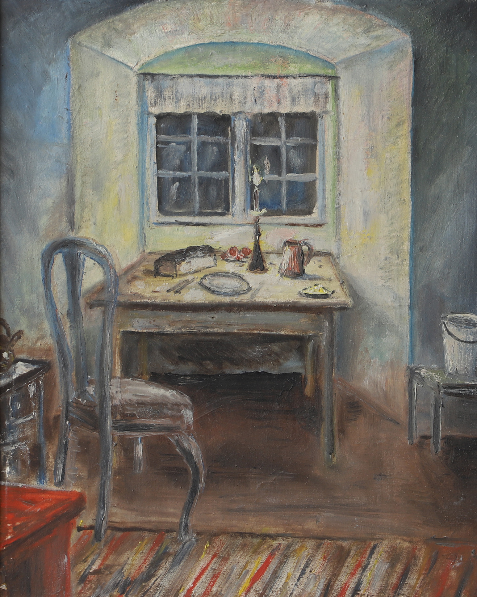 ERIC S. NILSSON. Interiör, olja på pannå, signerad.