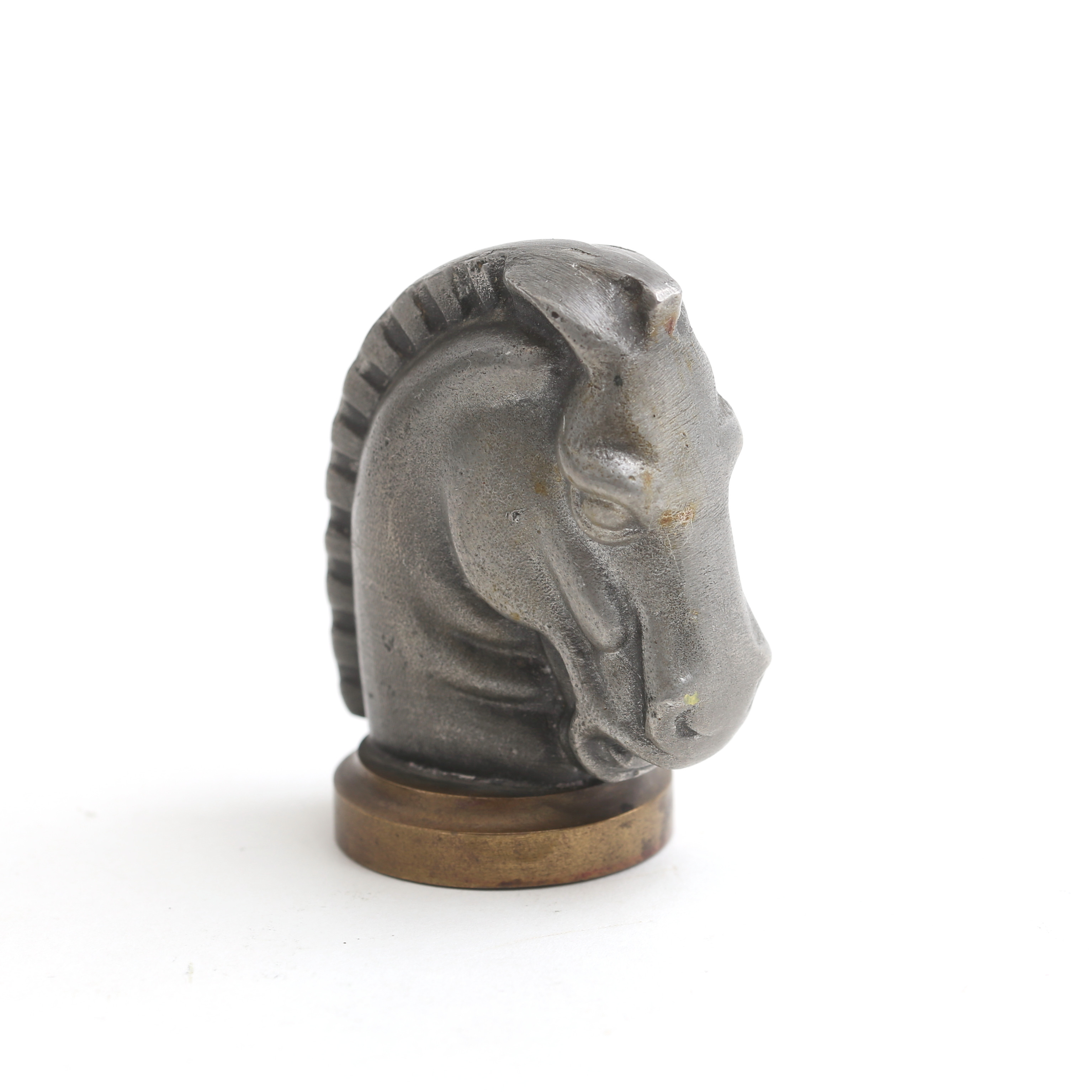 SIGILLSTAMP, i form av hästhuvud, tenn/mässing, 1930/40-tal, graverat.