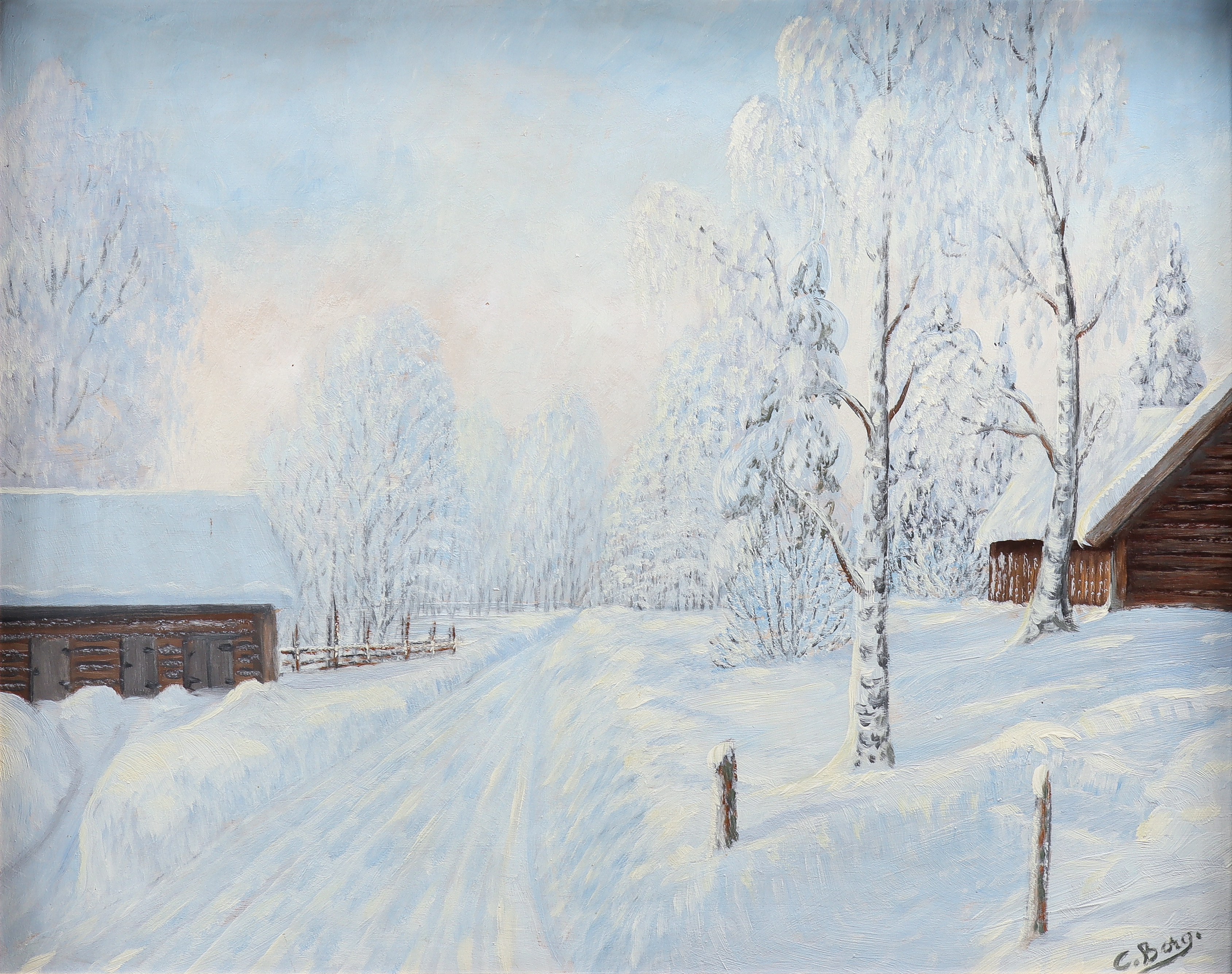 CARL BORG. (Arvika). Olja på pannå signerad.