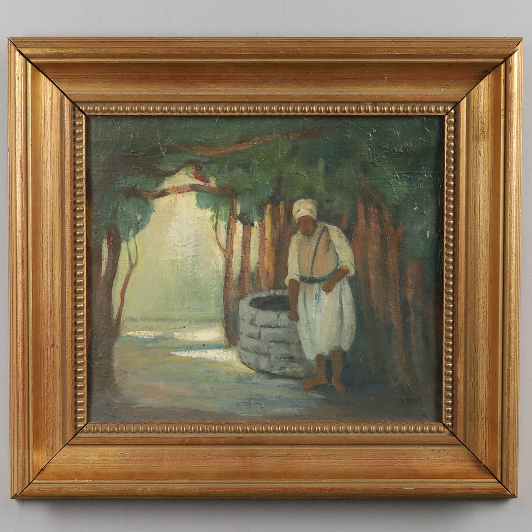 SVANTE KEDE (1877-1955). Olja på duk, "Man vid brunn", signerad.
