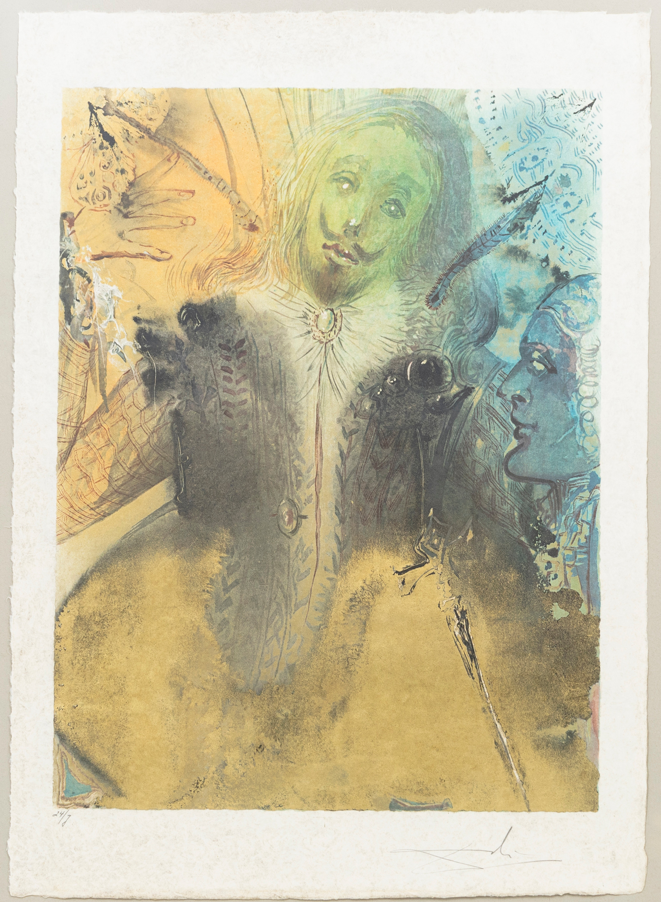 SALVADOR DALÍ. "Damis and Durval", ur "Three Plays by the Marquis de Sade", färglitografi på Japon Nacré/japanpapper, signerad, numrerad 24/J. Utgiven av Shorewood Publ Inc New York, 1969.