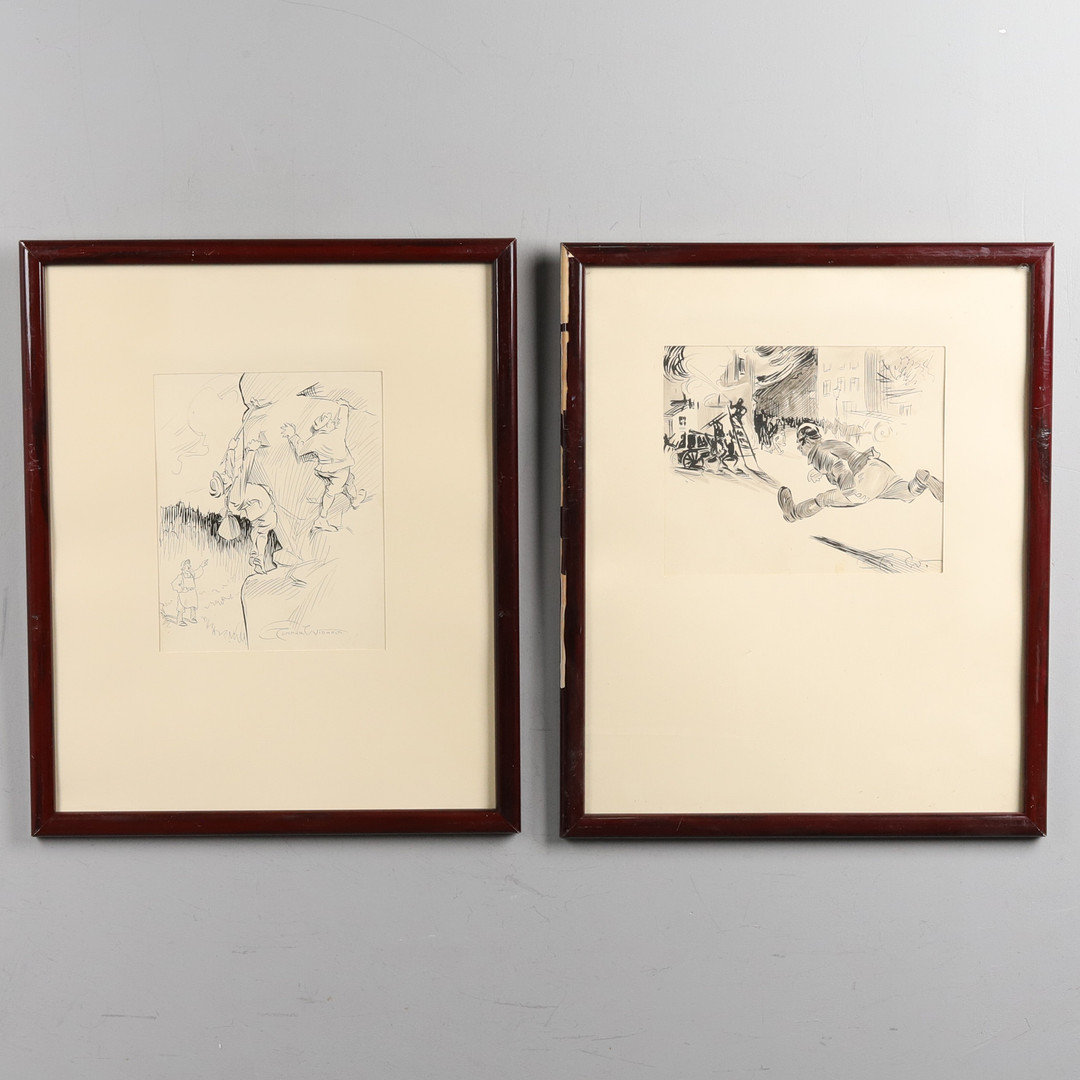 GUNNAR WIDHOLM (1882-1953), TUSCHTECKNINGAR, 2 st. Signerad samt monogramsignerad.