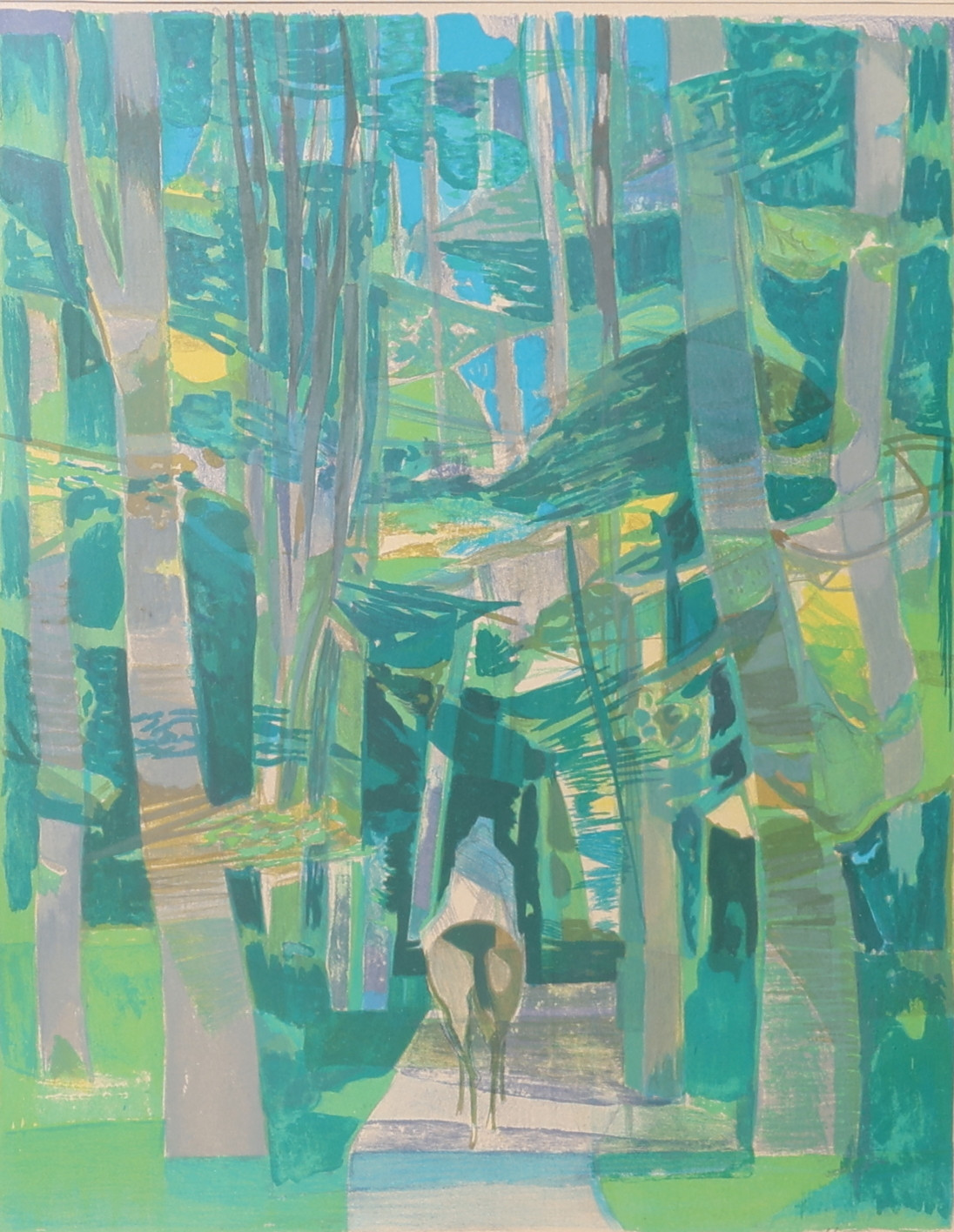 CAMILLE HILAIRE. Abstrakt skog med ridande figur, litografi, signerad, numrerad E.A.