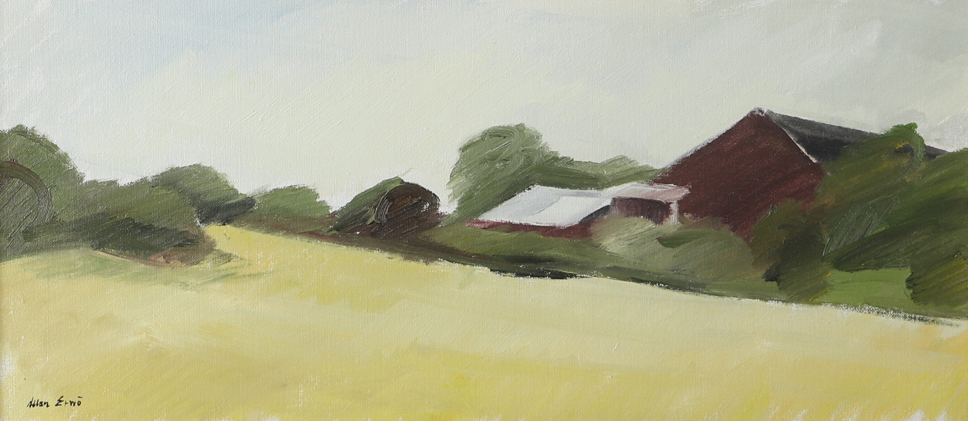 ALLAN ERWÖ. Landskap med gård, olja på duk, signerad.