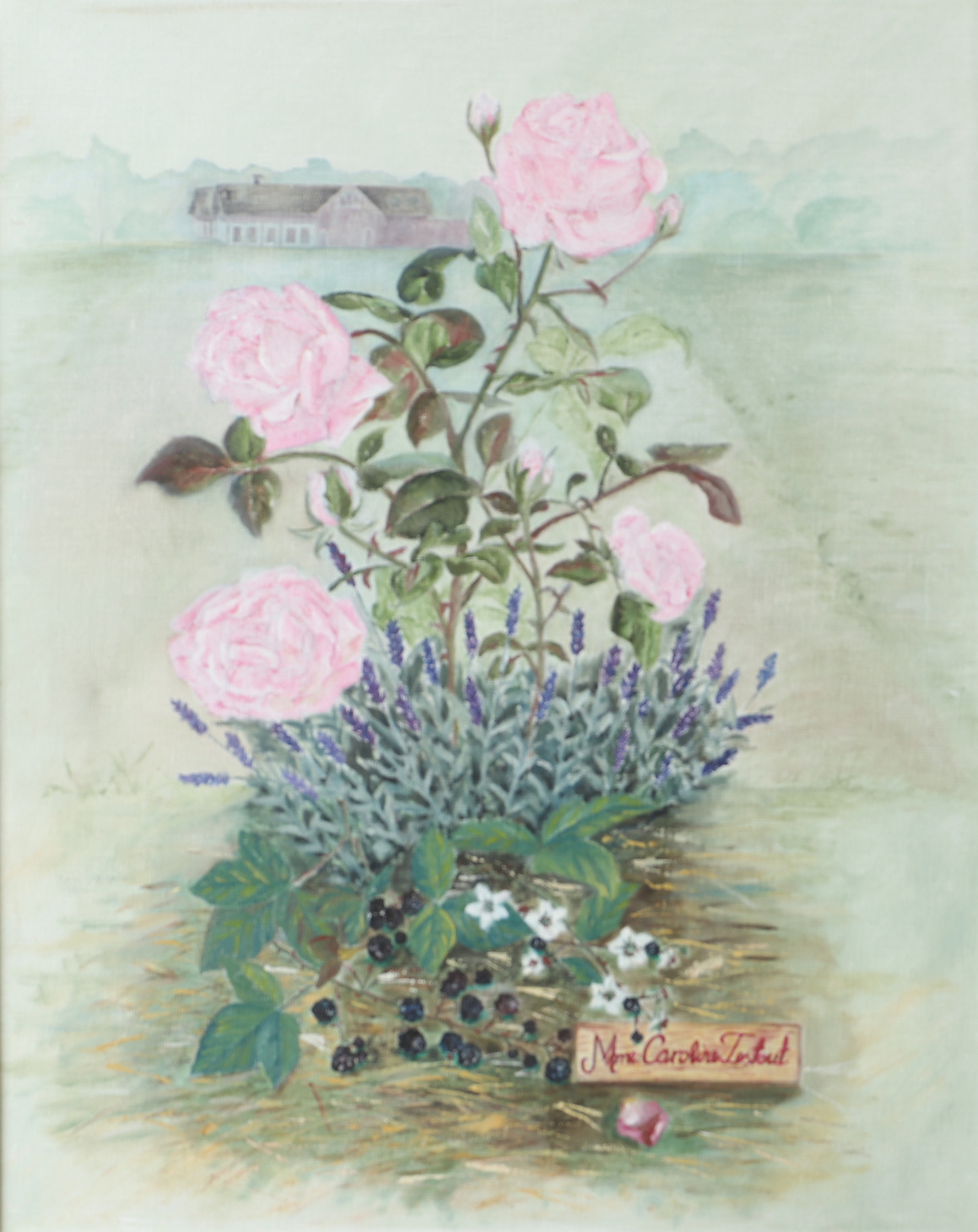 OKÄND KONSTNÄR. Mme Caroline Testout, olja på duk, osignerad.