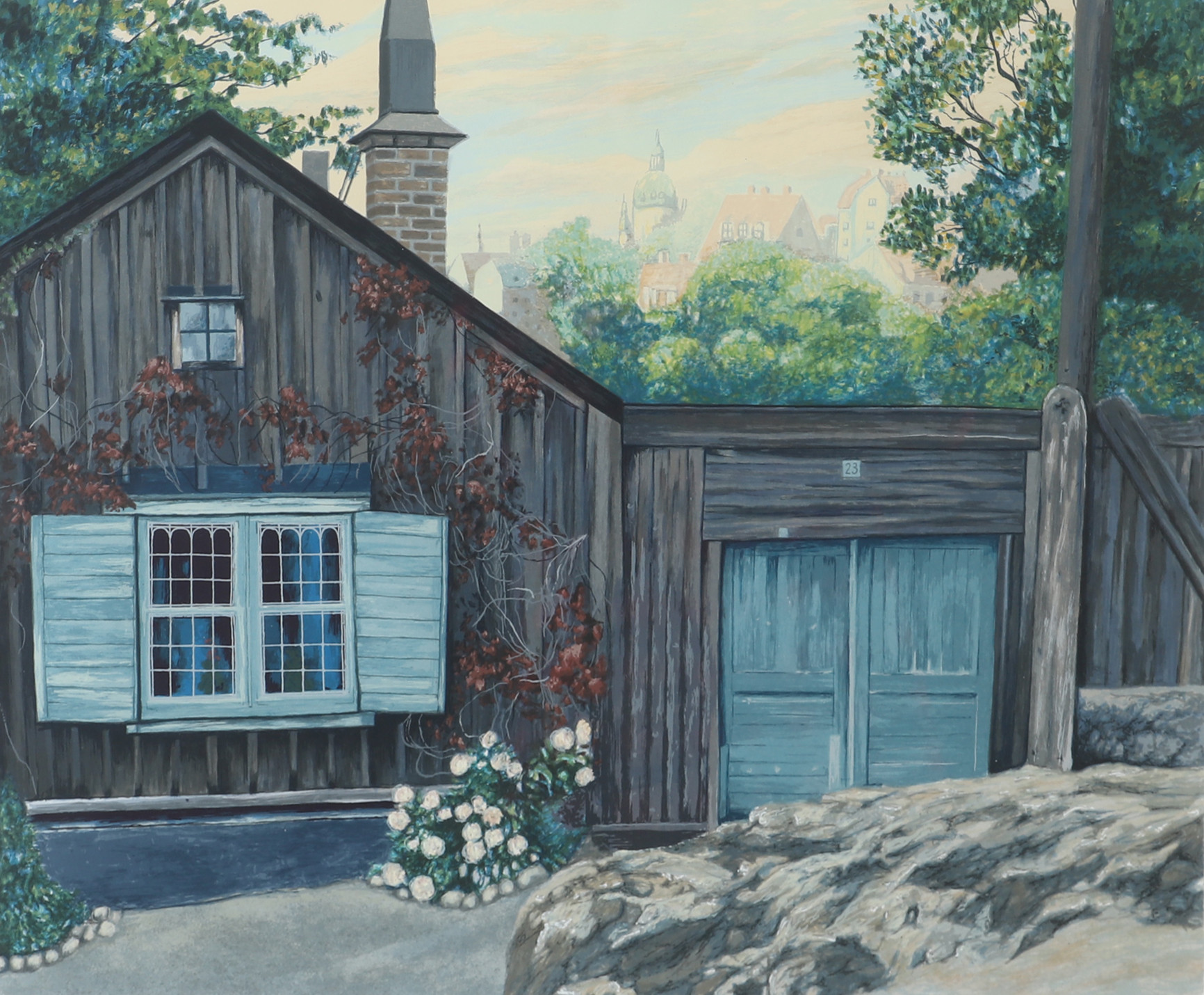 MARIA BOCZEWSKA. "Söder i blom"!, färglitografi, signerad.