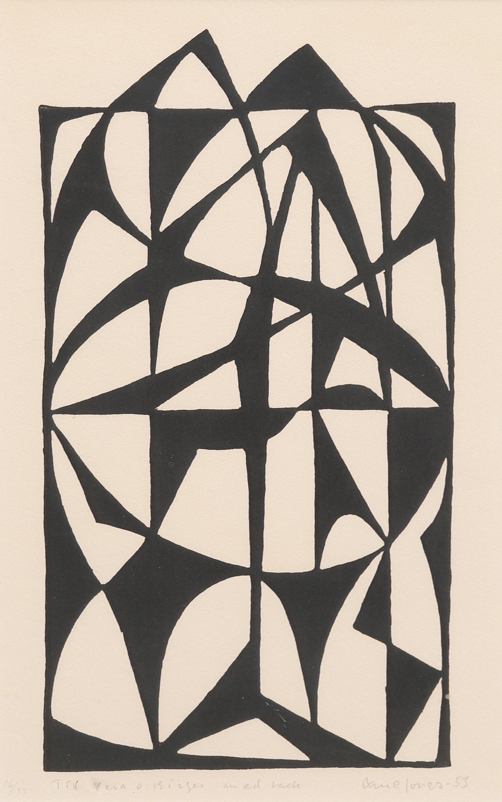 ARNE JONES. Litografi, signerad med dedikation och numrerad 16/35.