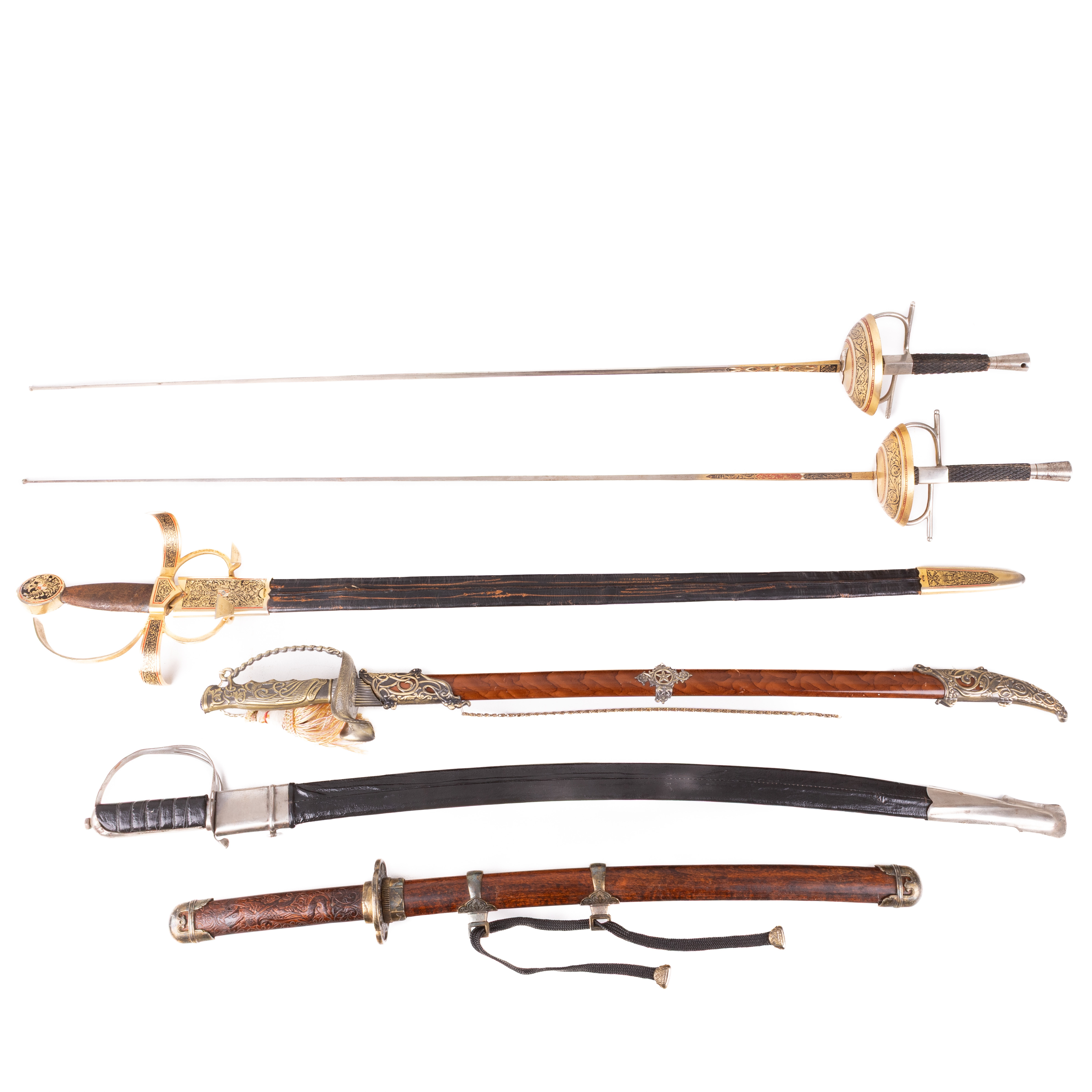 SVÄRD, 6 st, Toledo, Europa/Indien. 1900-tal.