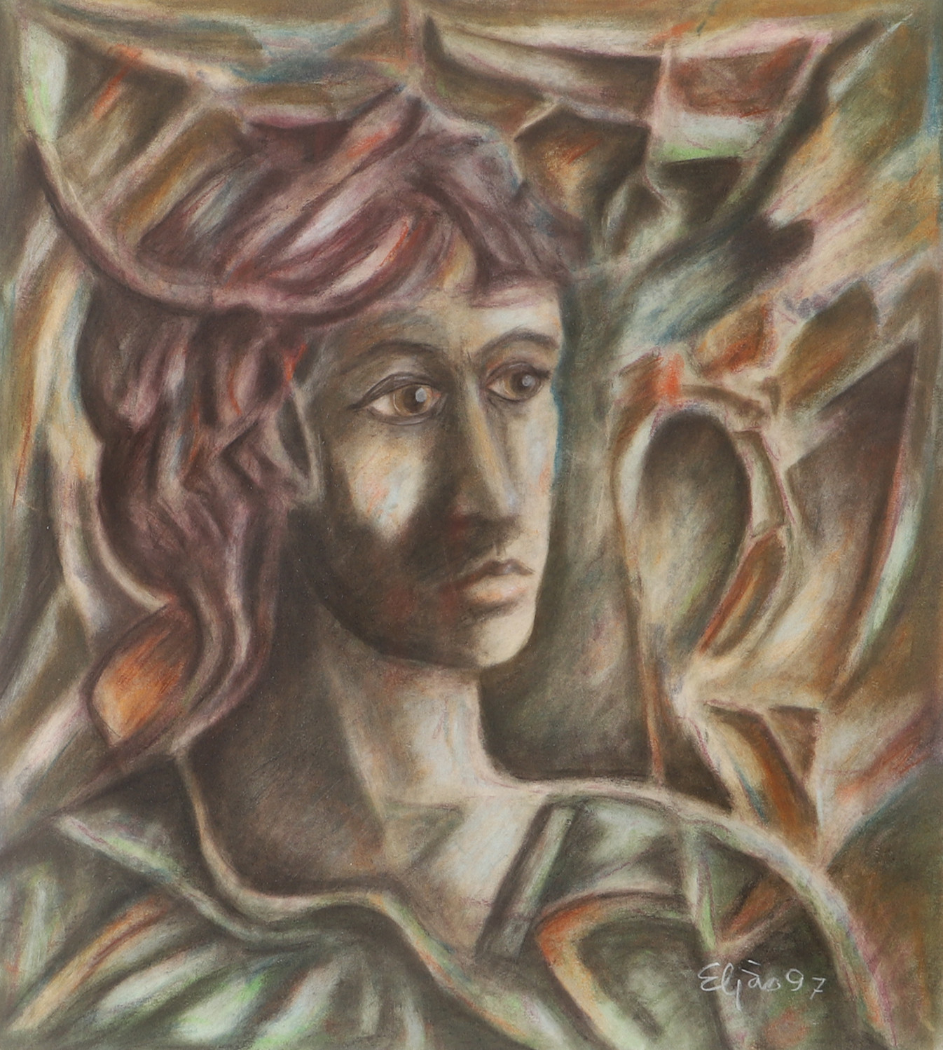 THEIS ELJAS. "Galway girl", pastell, signerad Eljas.