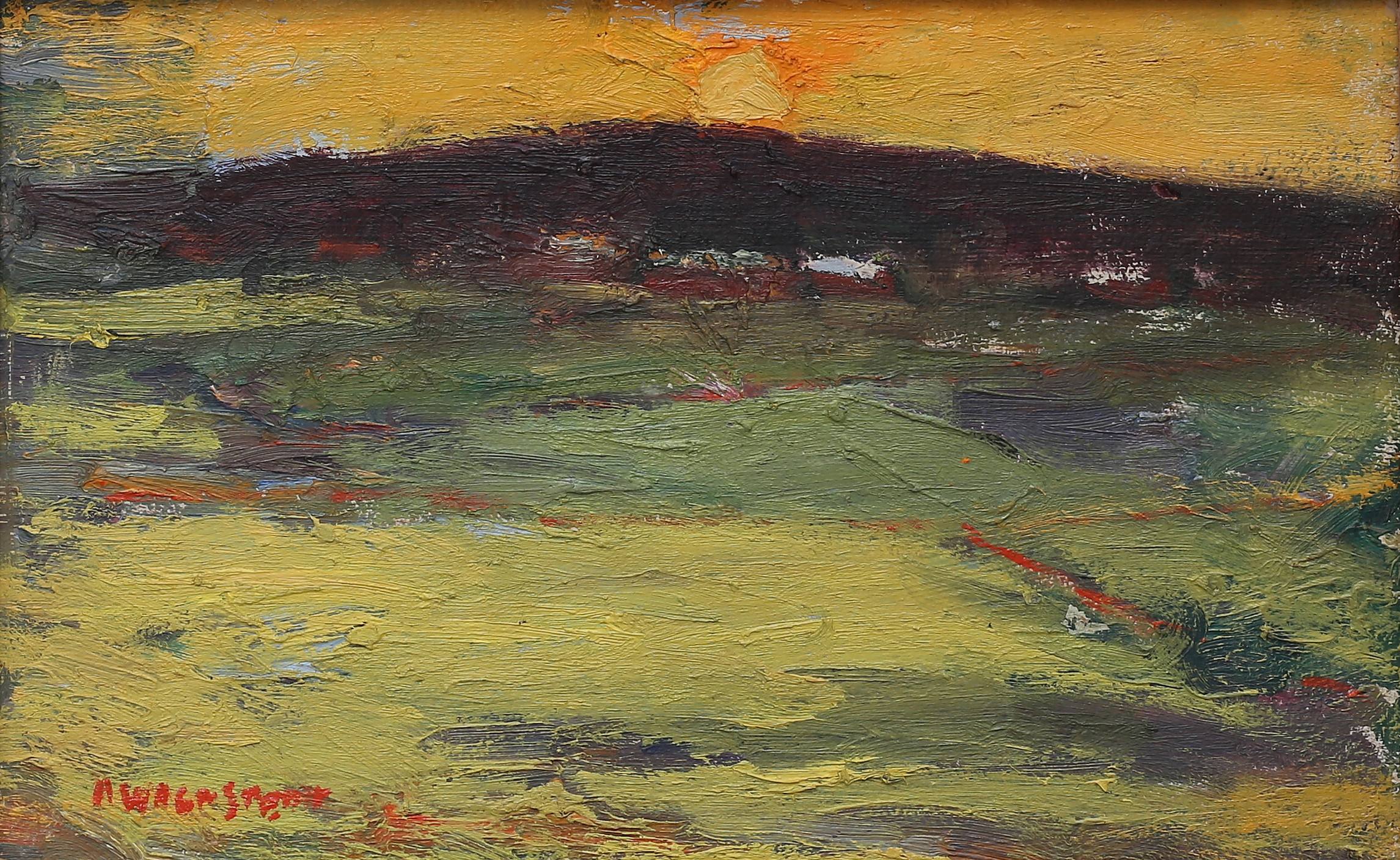 HANNES WAGNSTEDT. Norrländskt landskap. Olja på masonit, signerad.