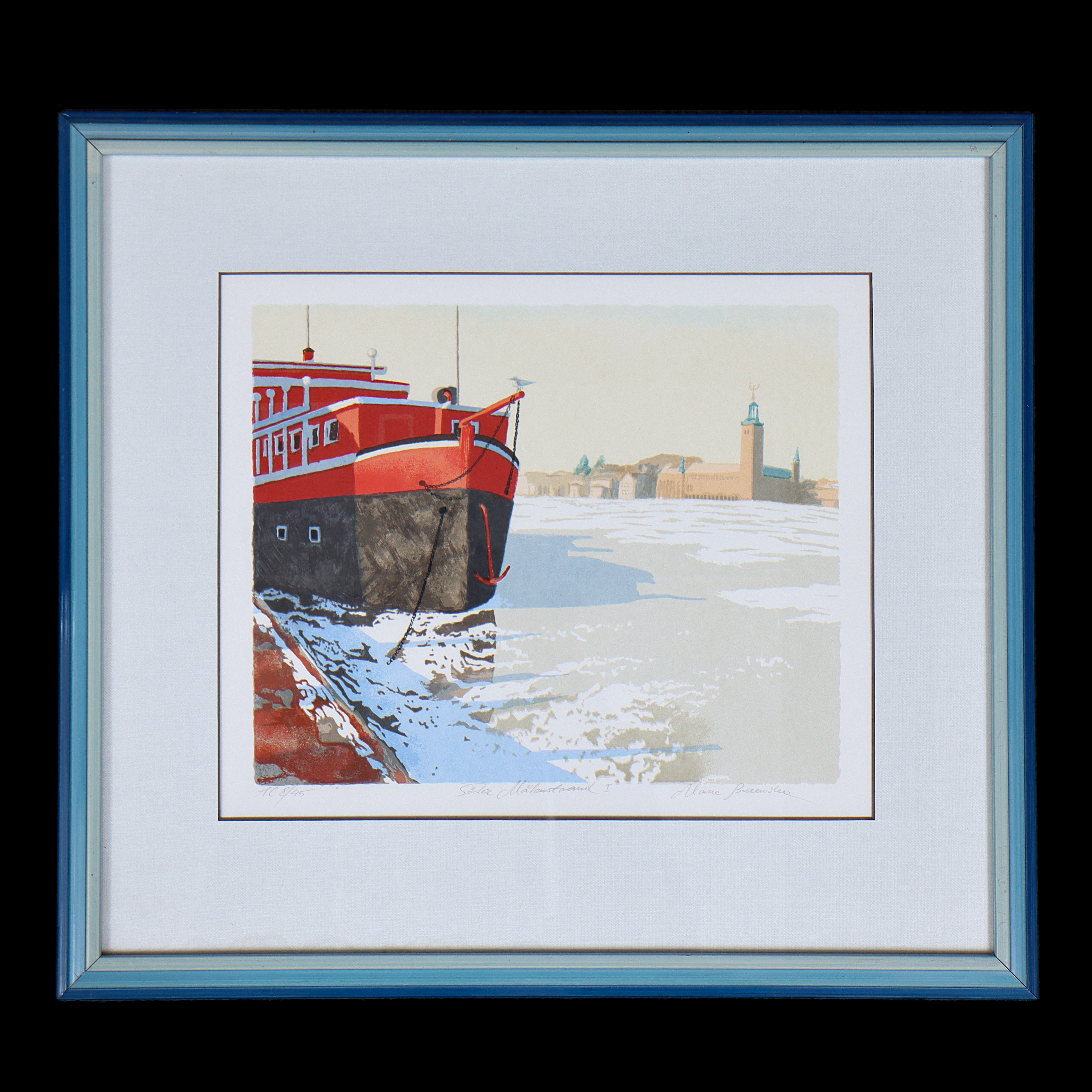 MARIA BOCZEWSKA (f. 1940, POLEN) "SÖDER MÄLARSTRAND (I) "LITOGRAFI, HC 8/45, SIGNERAD, INGLASAD.