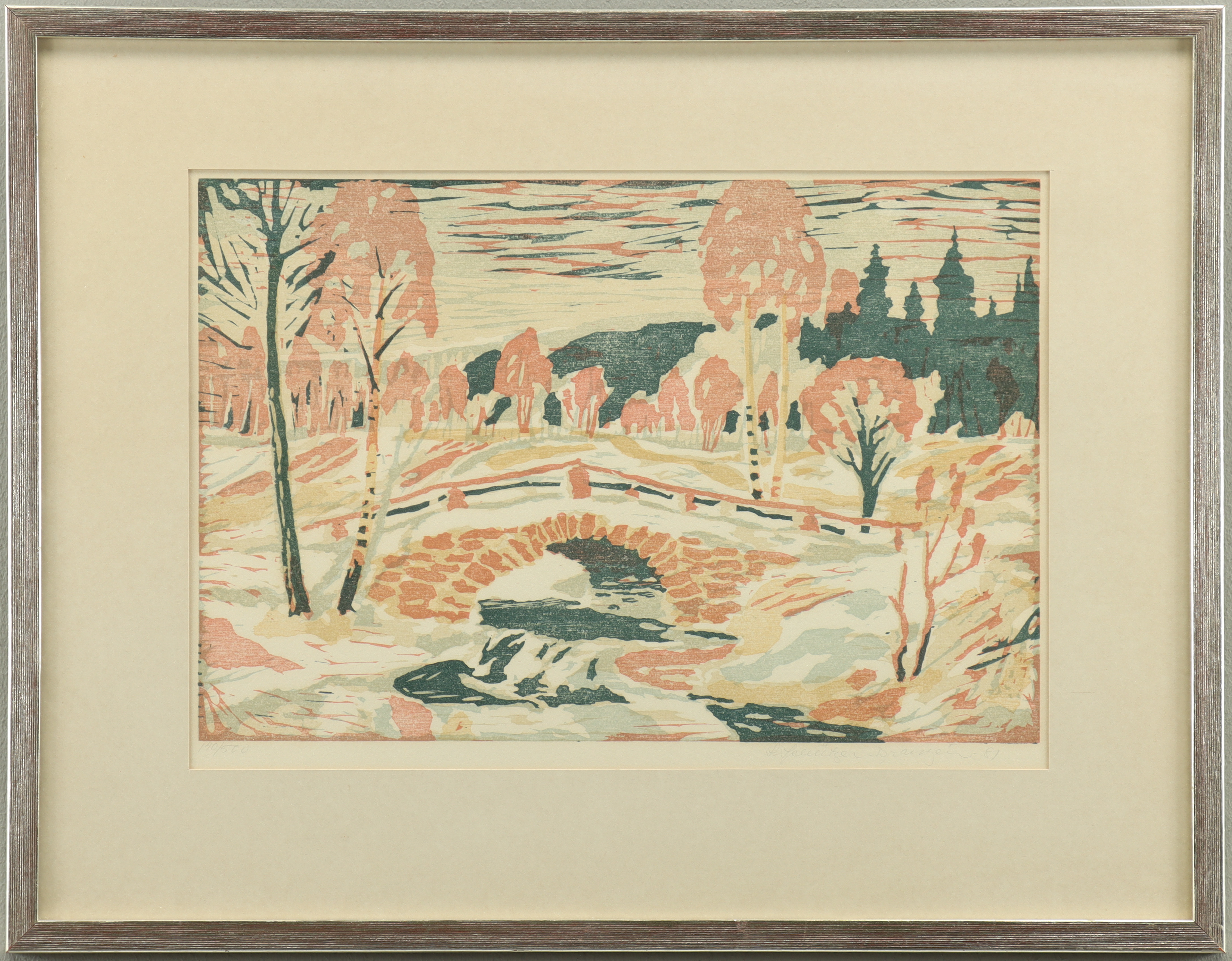 SVEN SCHÜTZER-BRANZÉN. Träsnitt 140/500, signerat 81.