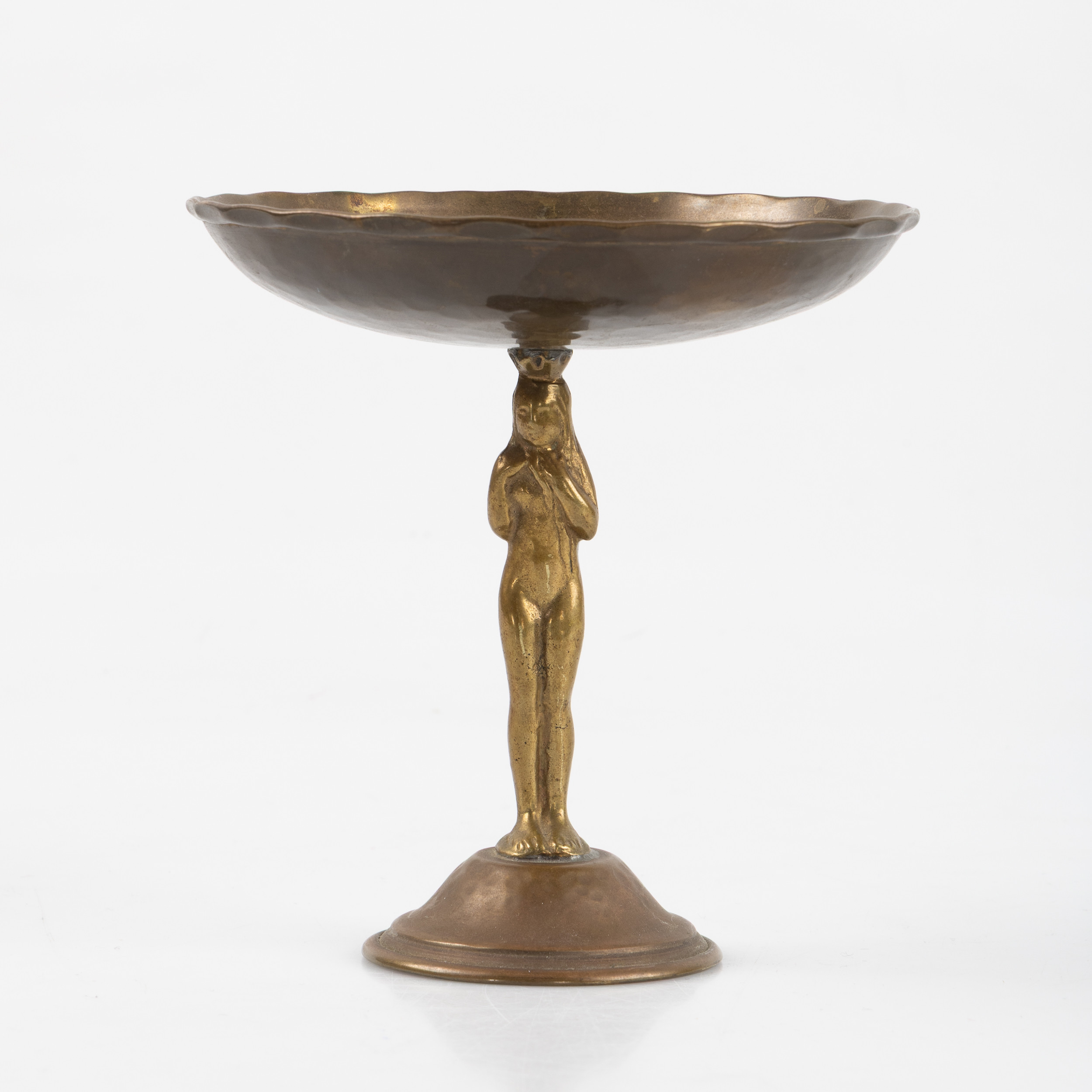 EINAR BÄCKSTRÖM. Skål på fot, märkt under fot, 1920-tal, mässing och koppar.
