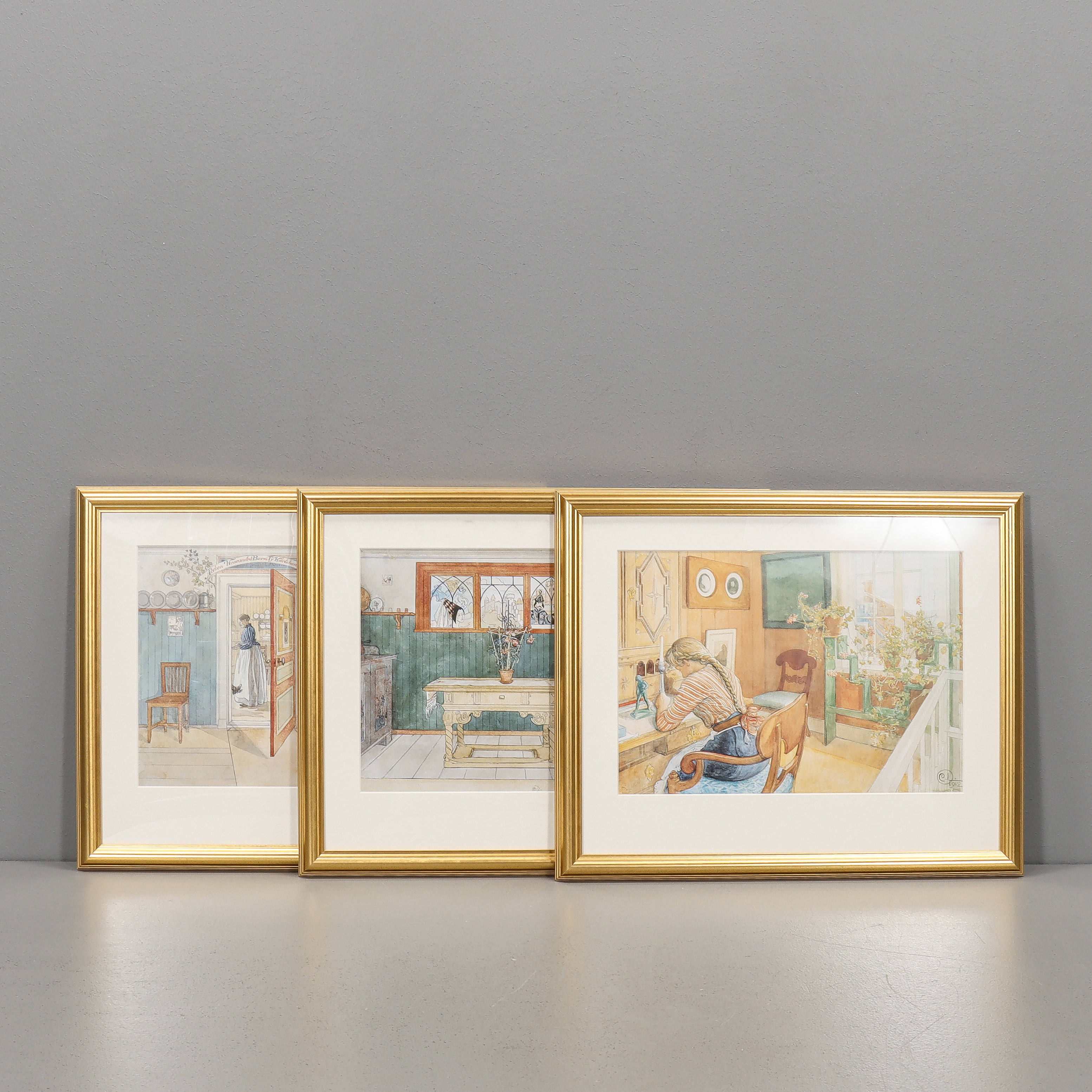 CARL LARSSON. EFTER. 3 stycken bilder ur "Ett Hem".