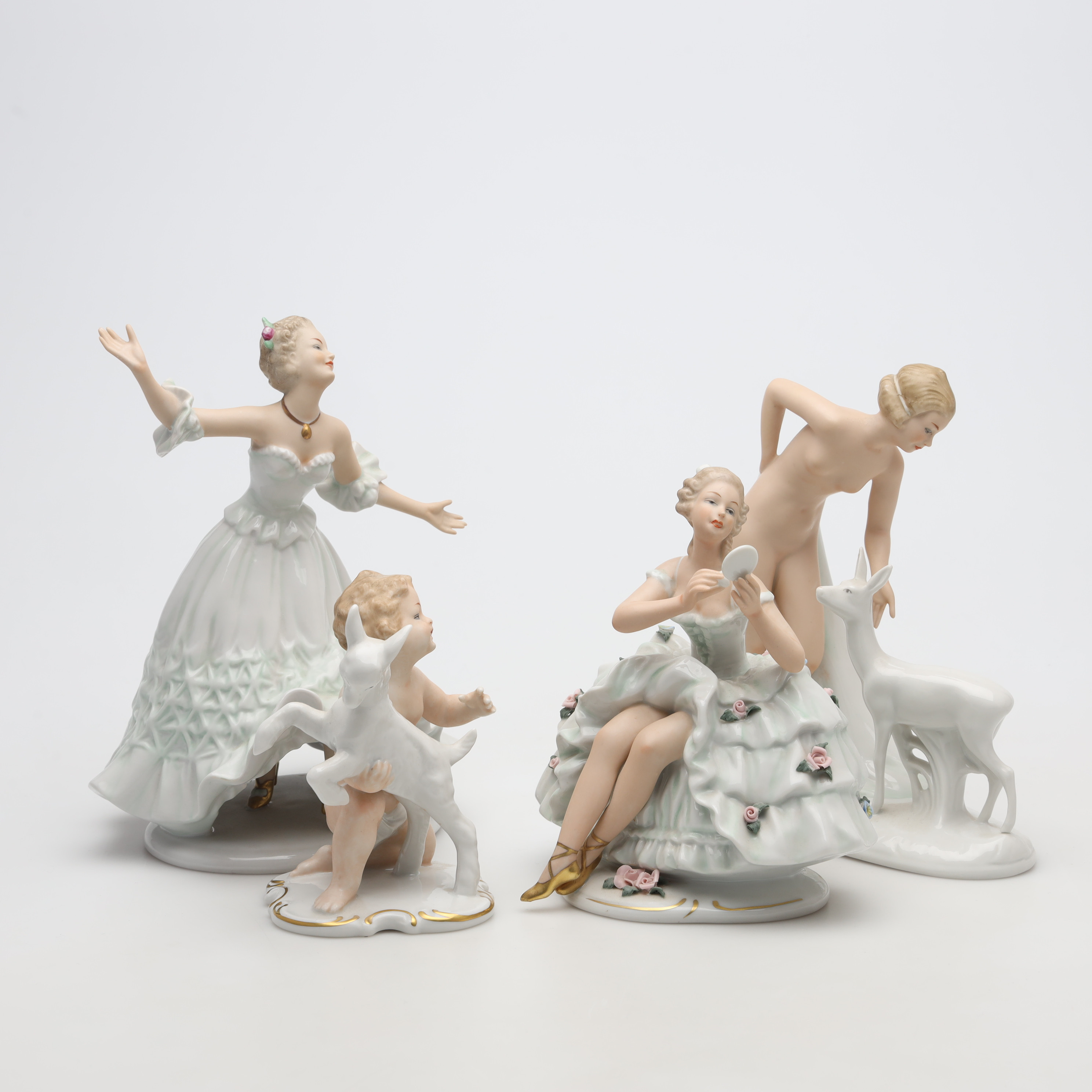 FIGURINER, 4 stycken, porslin, Wallendorf, Tyskland.