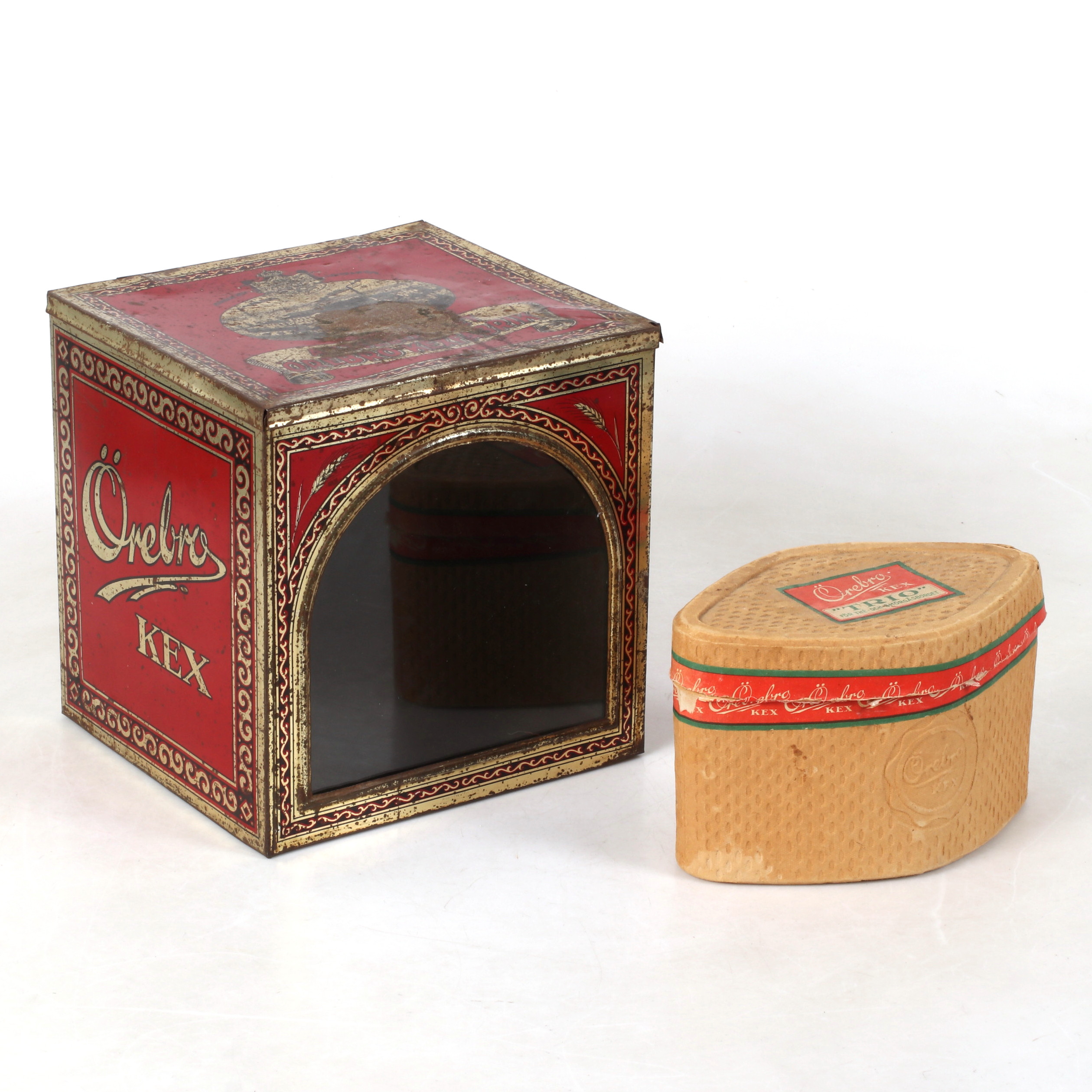 PLÅT och PAPPBURK 2 delar, Örebro Kex, 1900-tal.