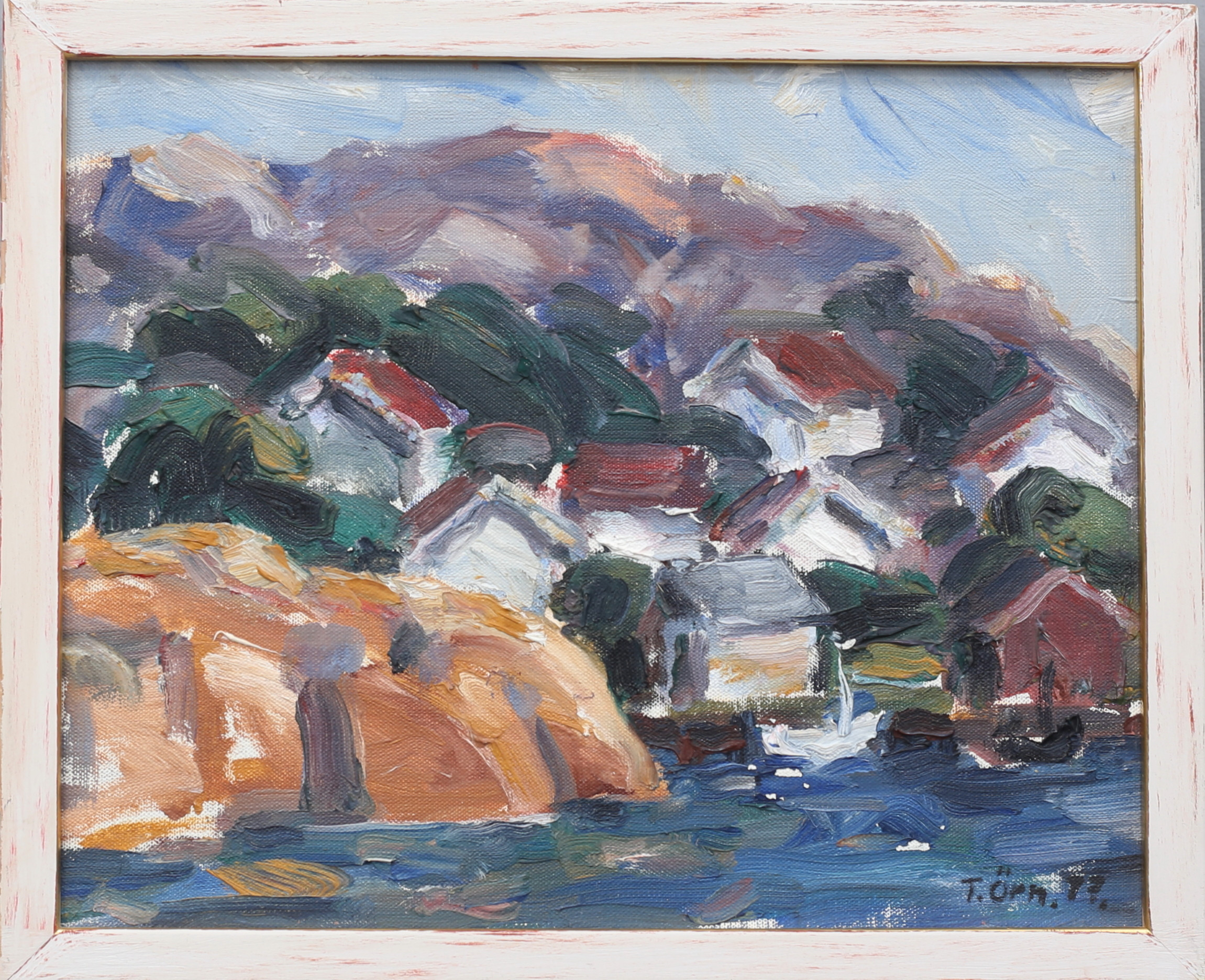 TRYGGVE ÖRN. Motiv från Bohuslän. Olja på duk, signerad och daterad 77.