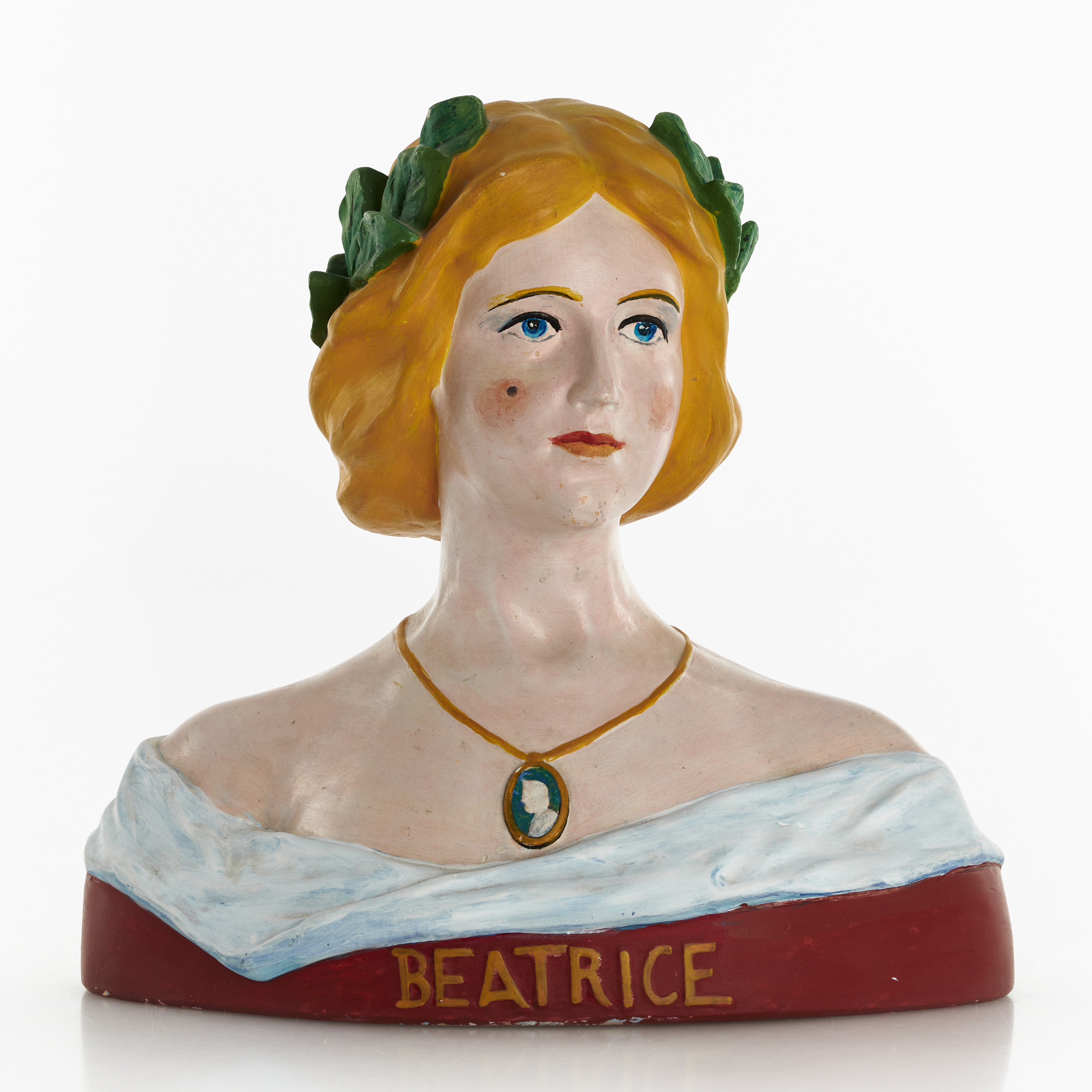 SKULPTURBYST, bemålad gips, "Beatrice", tidigt 1900-tal.