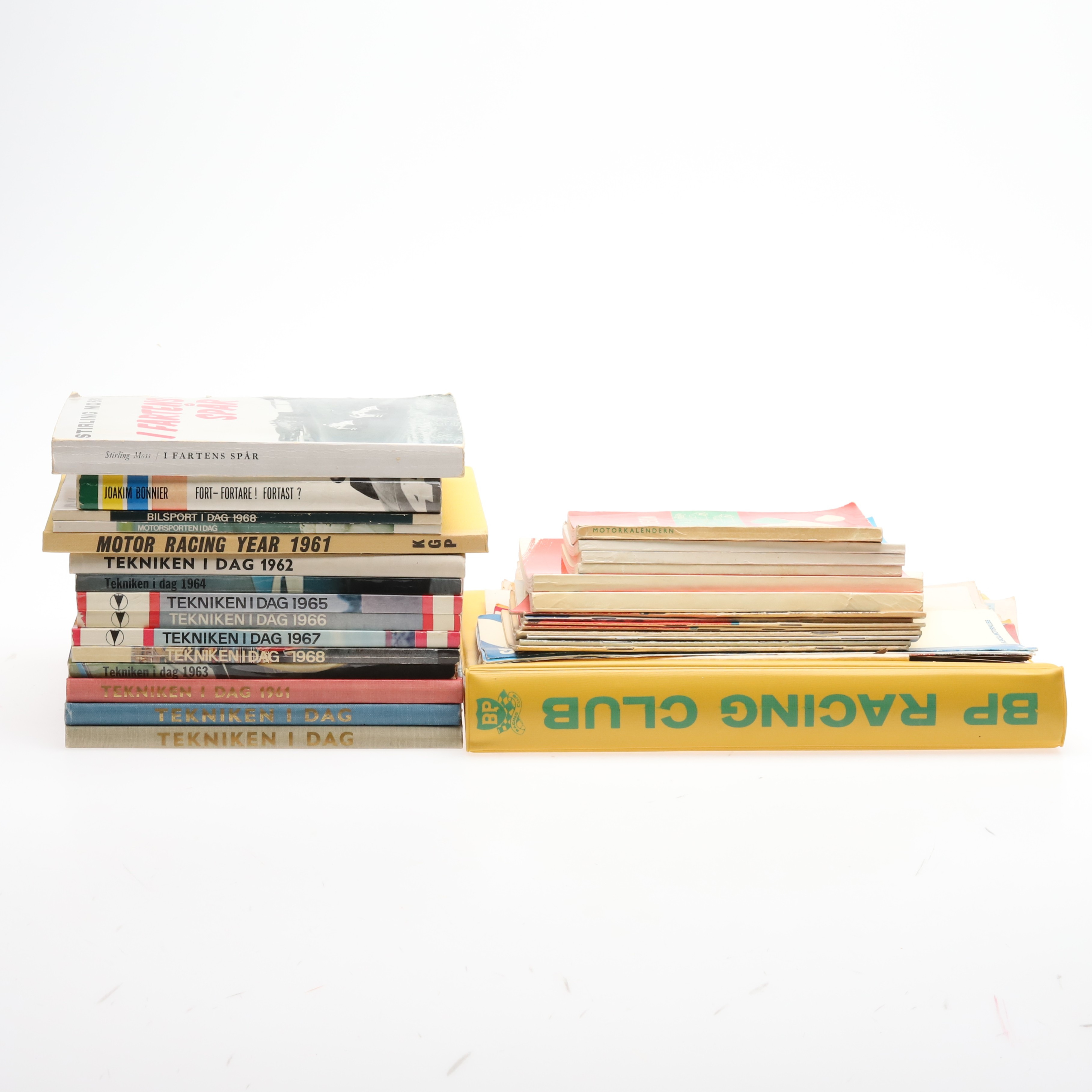 Motormemoribilia, tävlingsprogram, BP racing Club Bulletinen, Bilsportskalendern m.m. 1960-tal.