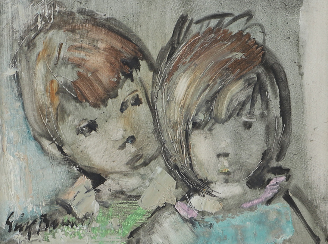 ERIK BRANDT. Barnporträtt, olja på pannå, signerad.