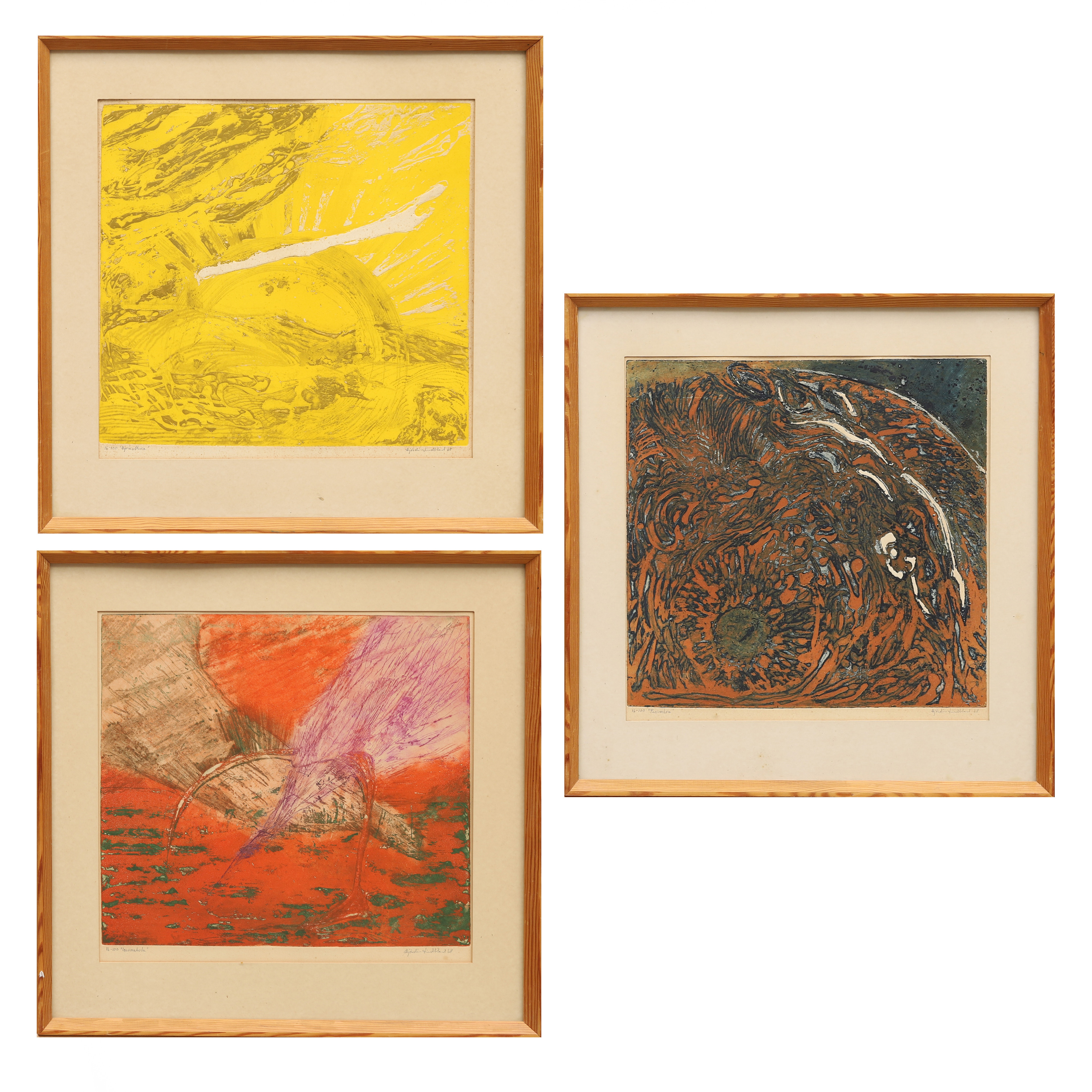 HJÖRDIS LINDBLAD. Etsningar, 3 st, signerad och numrerade 16/100.