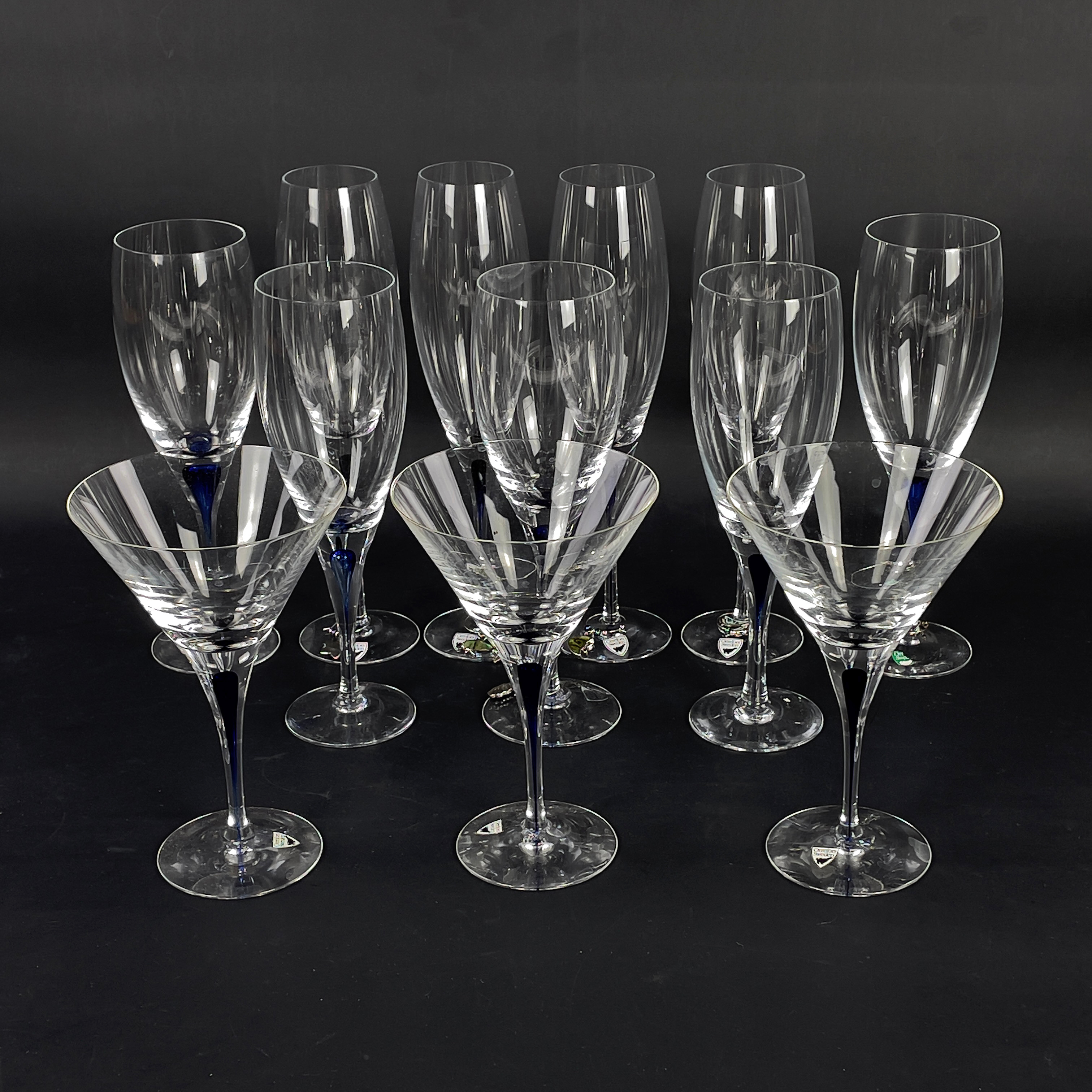 ERIKA LAGERBIELKE. 12 delar, glas, blå "Intermezzo", Orrefors.