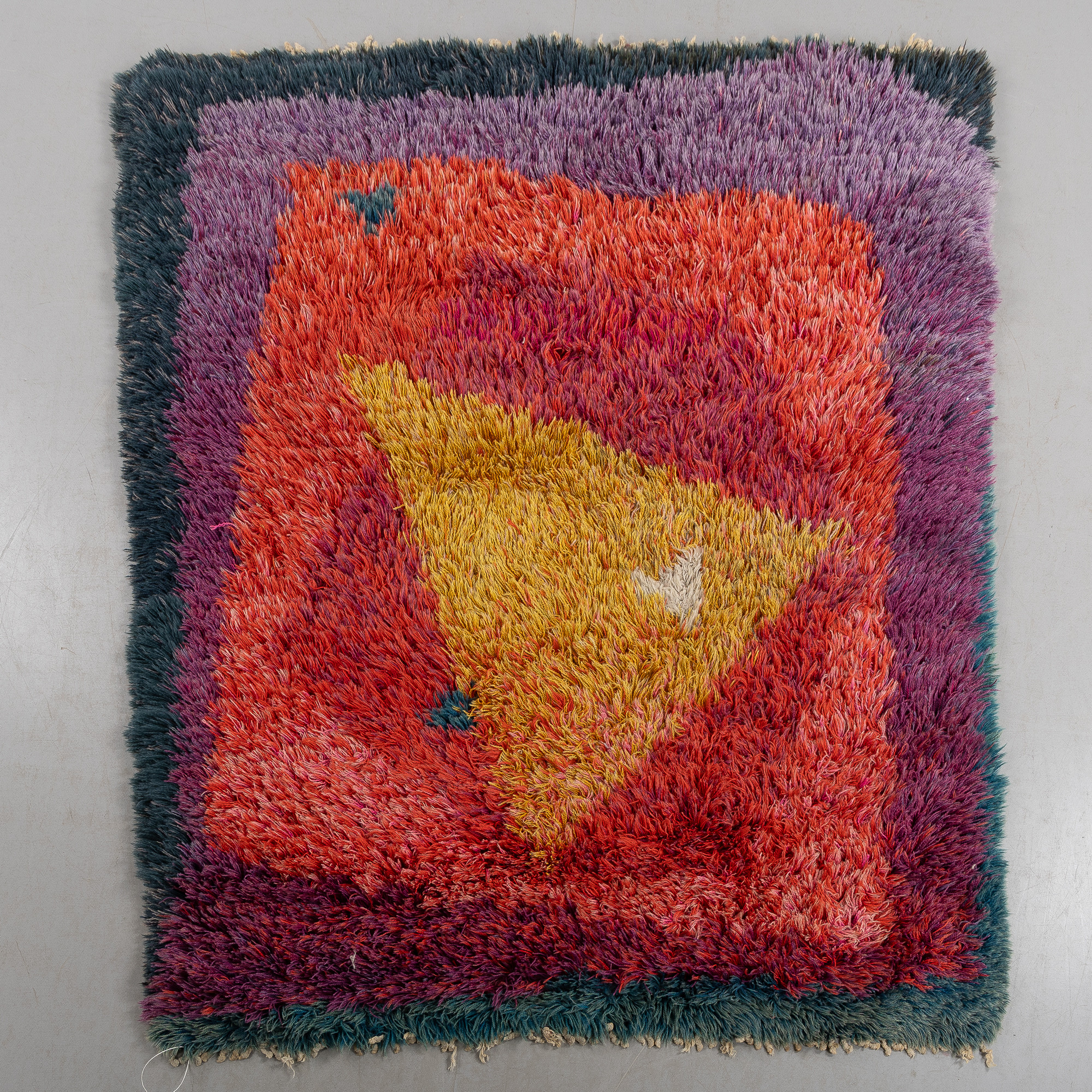 VIOLA GRÅSTEN. Matta, rya, "Square", NK Textilkammare, 1960-tal.