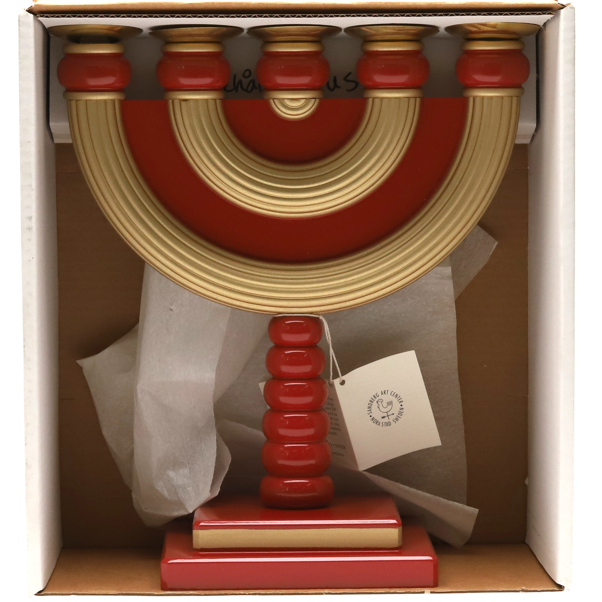 LJUSSTAKE, "BERGMANSLJUSSTAKE". Bemålat trä. Sandbergs, Nora Stad.