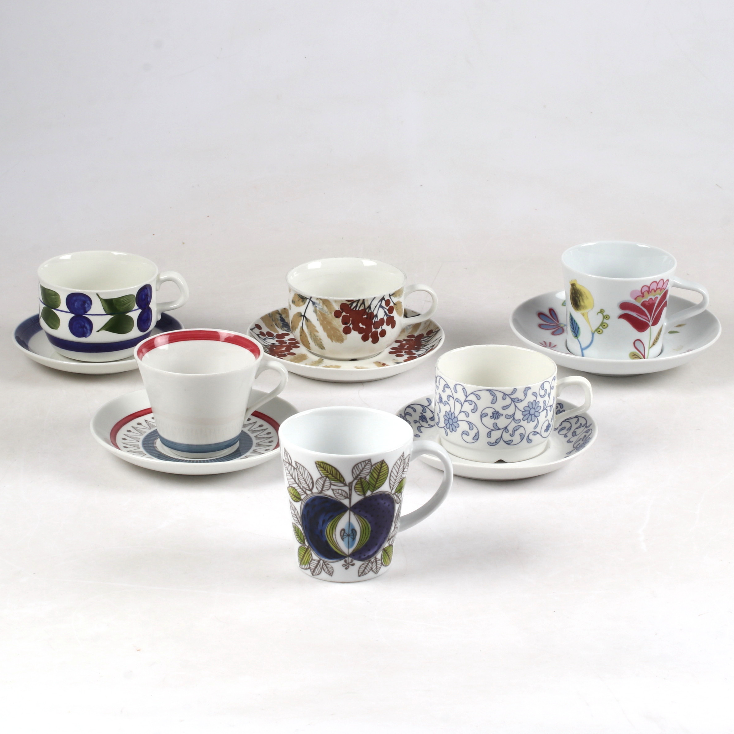 TE och KAFFEKOPPAR, 12 delar, porslin, Rörstrand.
