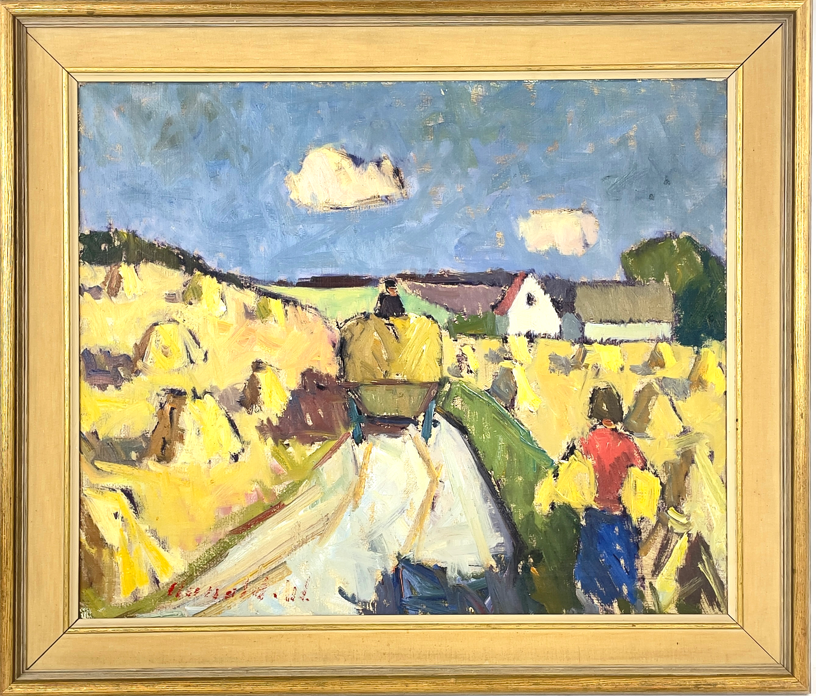OIDENTIFIERAD KONSTNÄR. Olja på duk, landsväg, möjligen signerad Harald. W.