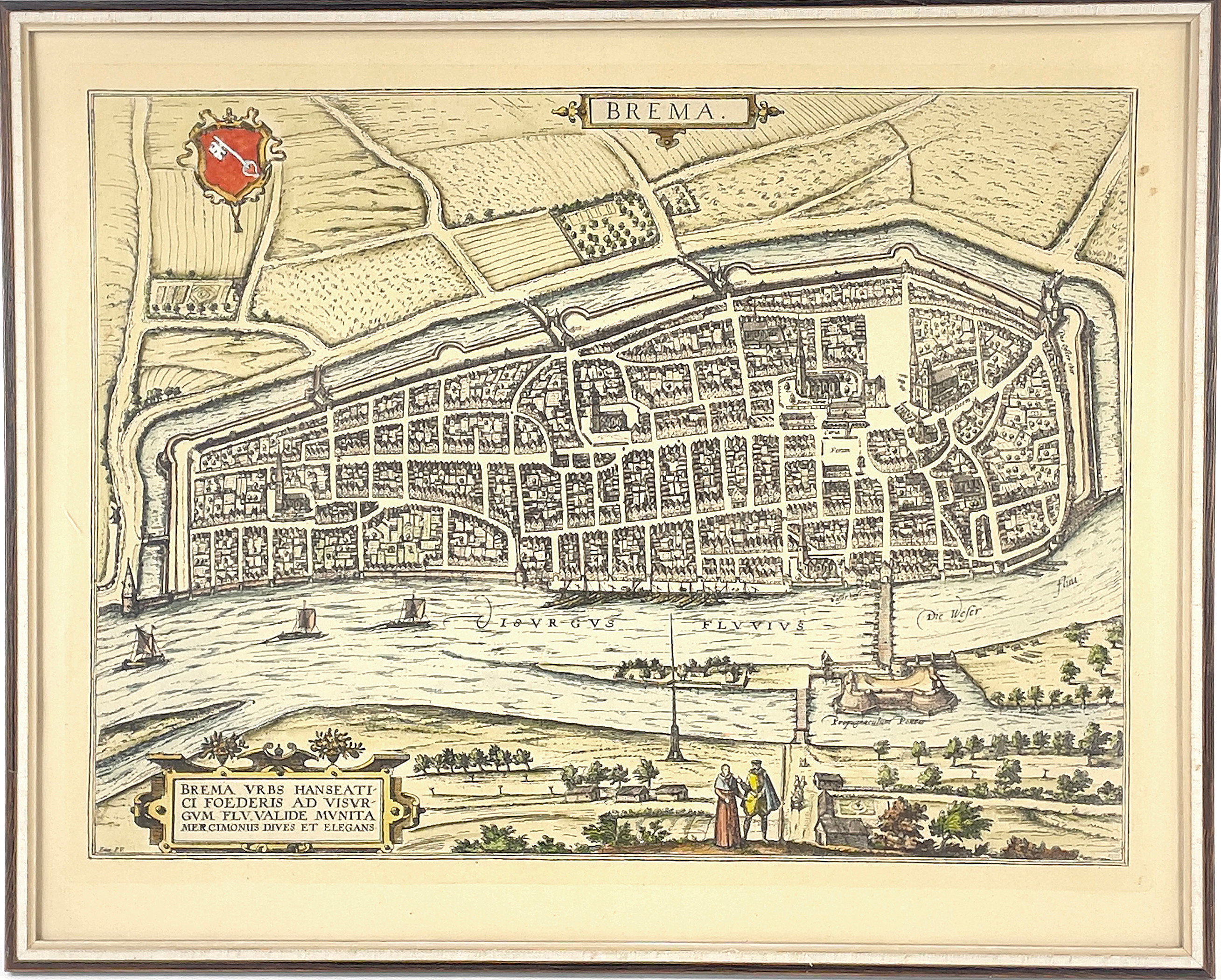 KARTA, reproduktion, Bremen, efter Georg Braun & Frans Hogenberg, Edizioni Ponte Vecchio, Florens.