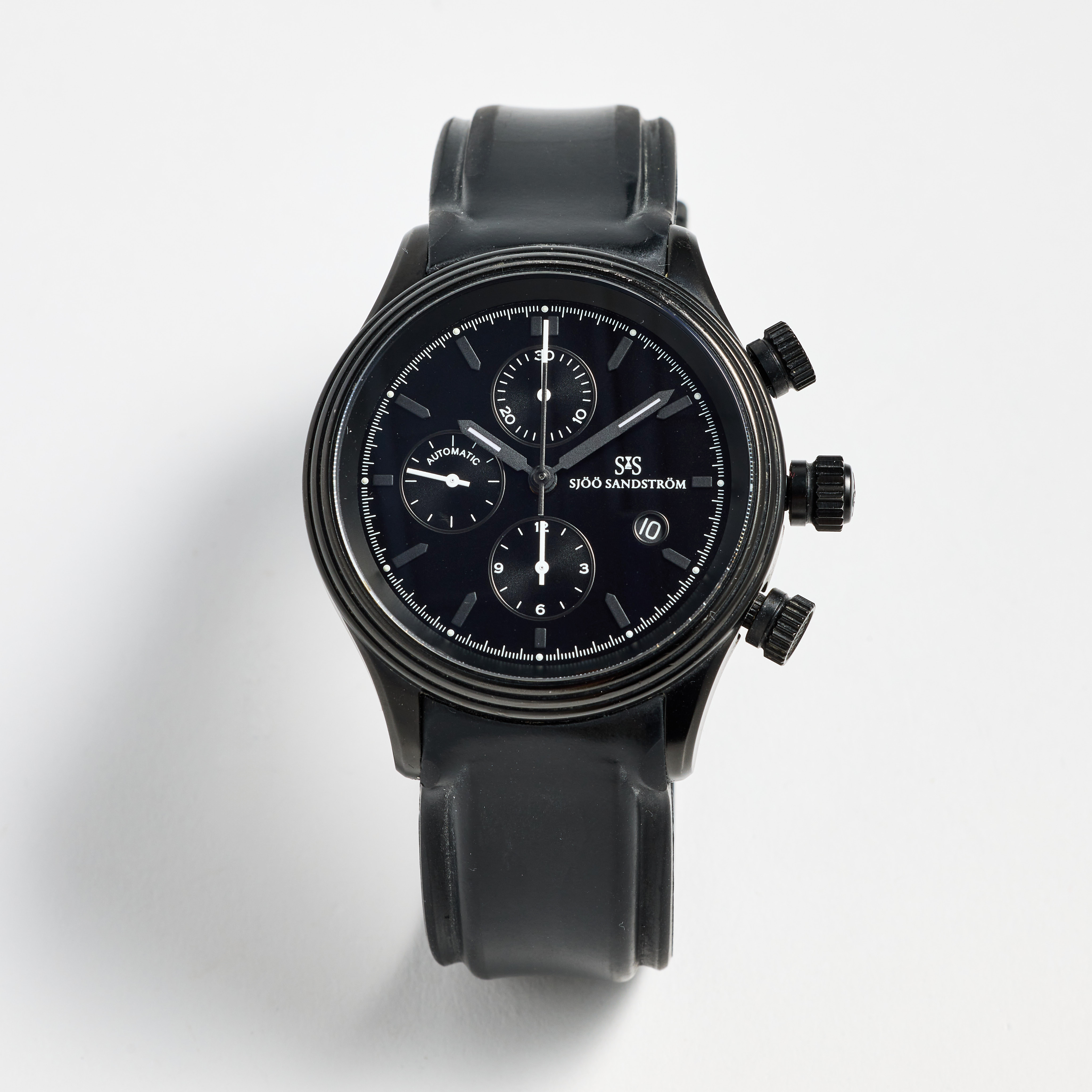 SJÖÖ SANDSTRÖM, Royal Steel Chronograph, Extreme Black, kronograf, armbandsur, 44,2 mm, svart DLC (Diamond Like Carbon) på stål, certifikat, december 2007.