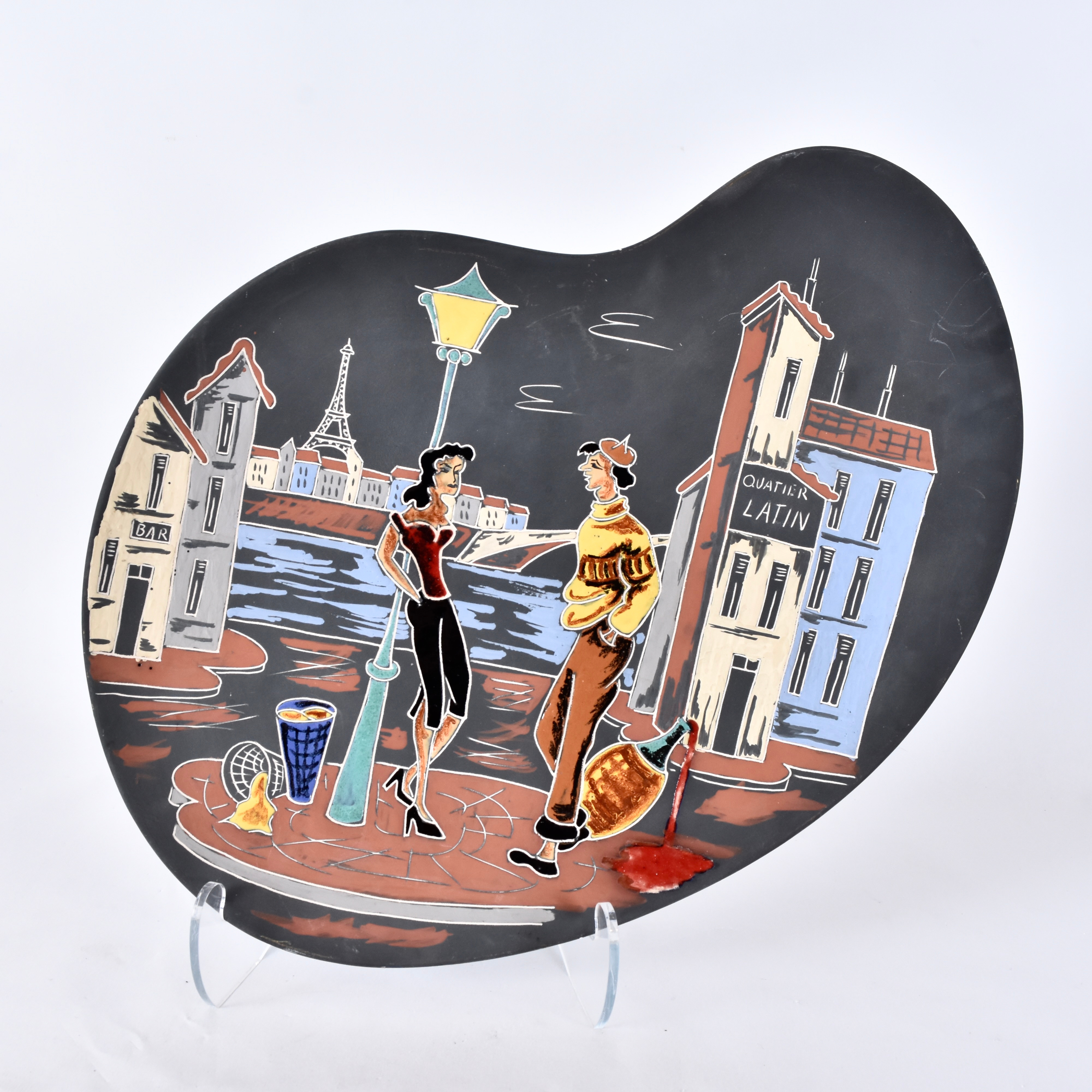 HANS WELLING. väggfat, glaserat lergods, Keto Keramik, Västtyskland 1950-tal.