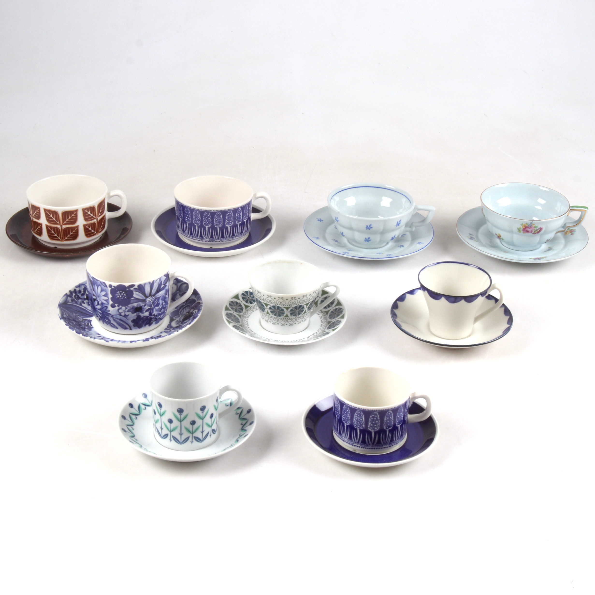 TE och KAFFEKOPPAR, 18 delar, porslin, Gefle, Upsala-Ekeby.