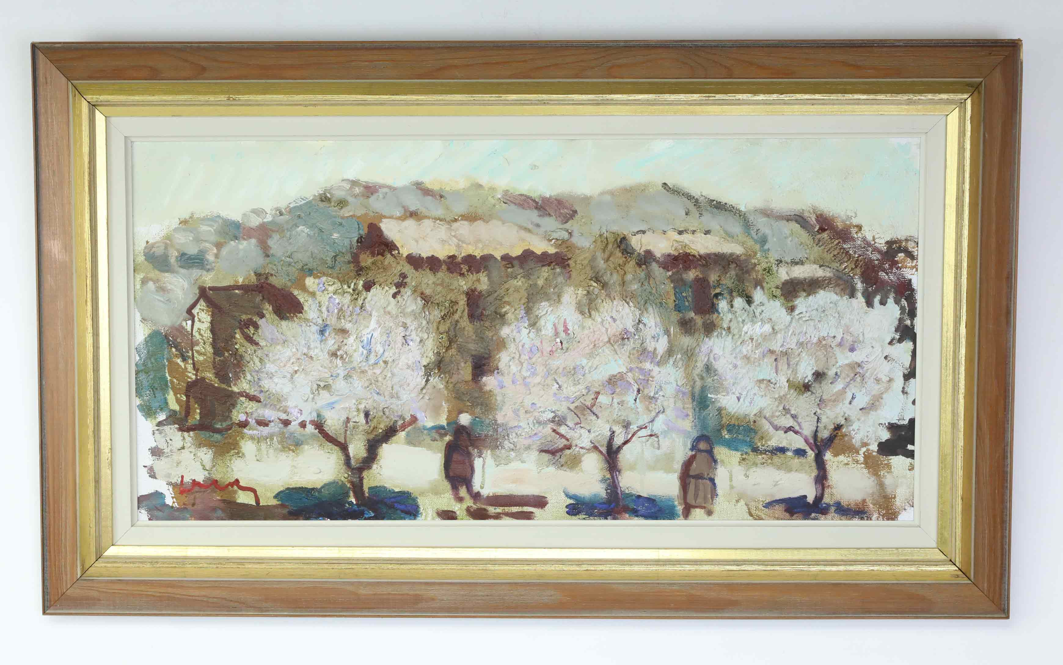 BERTIL WAHLBERG. Olja på duk, blommande träd, signerad.