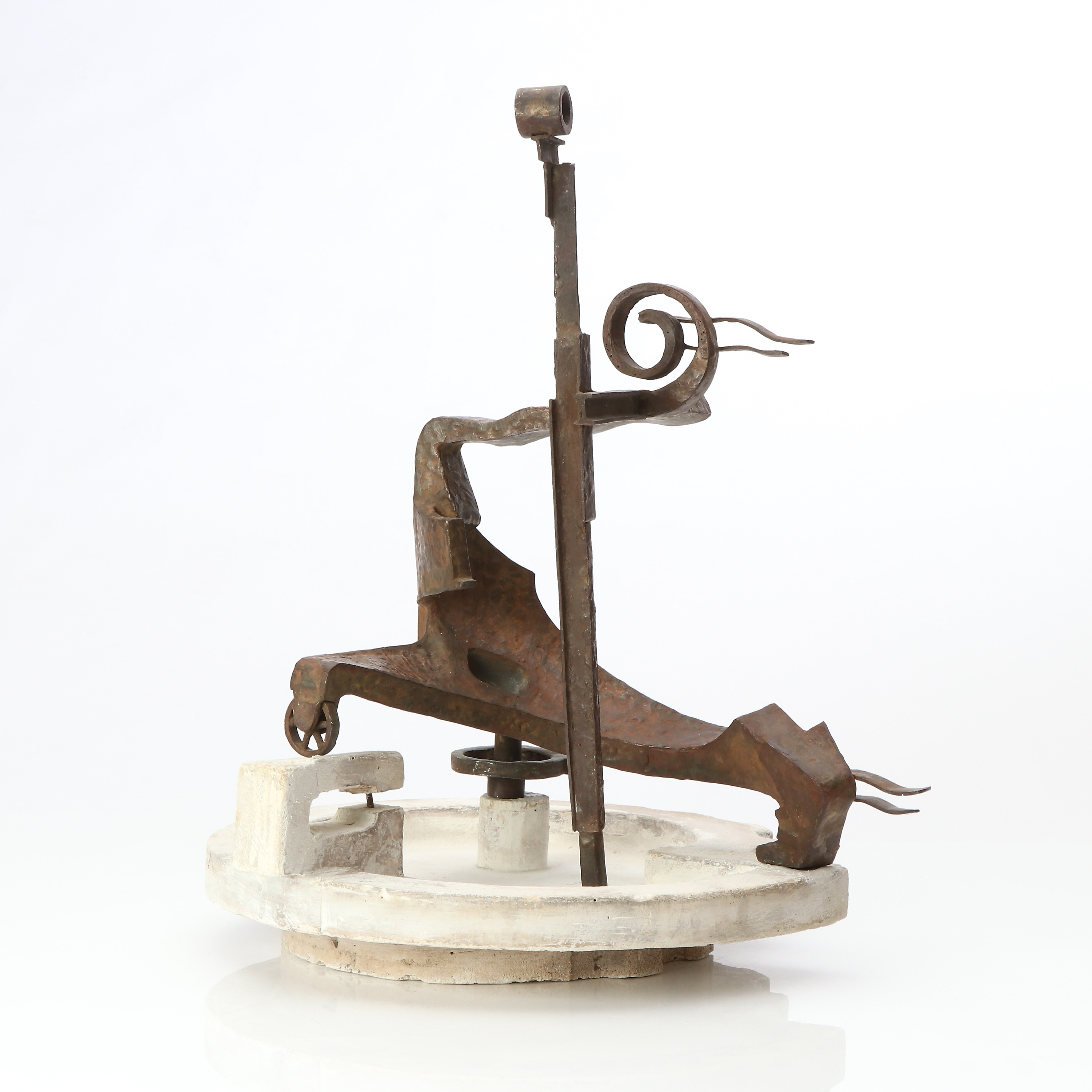 ELIS NORDH (1918-1984). SKULPTUR. Gips och smide. Prototyp/arbetsskiss till skulpturen "Mercurius", Tyska torget, Norrköping, 1985.