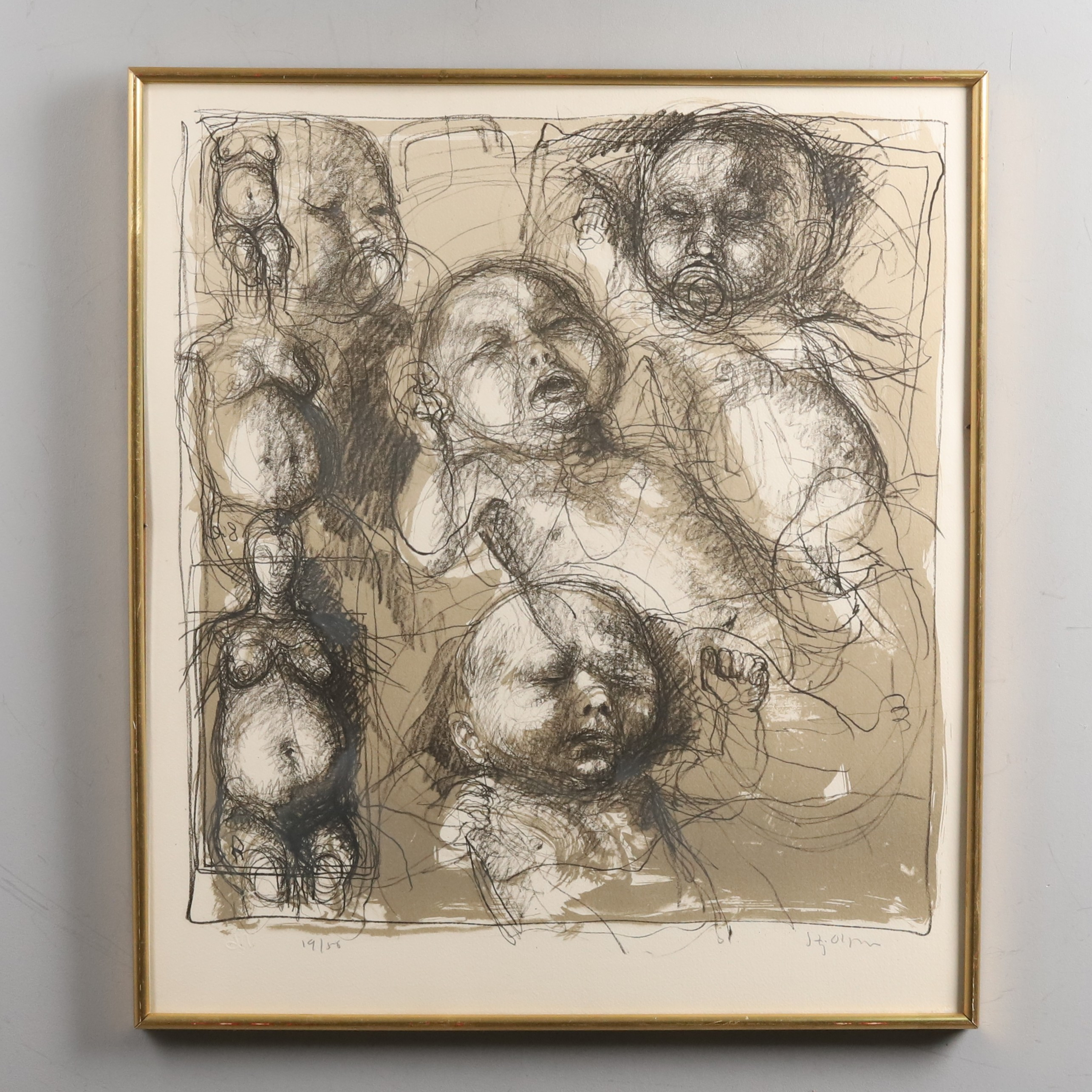 STIG OLSON. LITOGRAFI "Havandeskap", signerad.