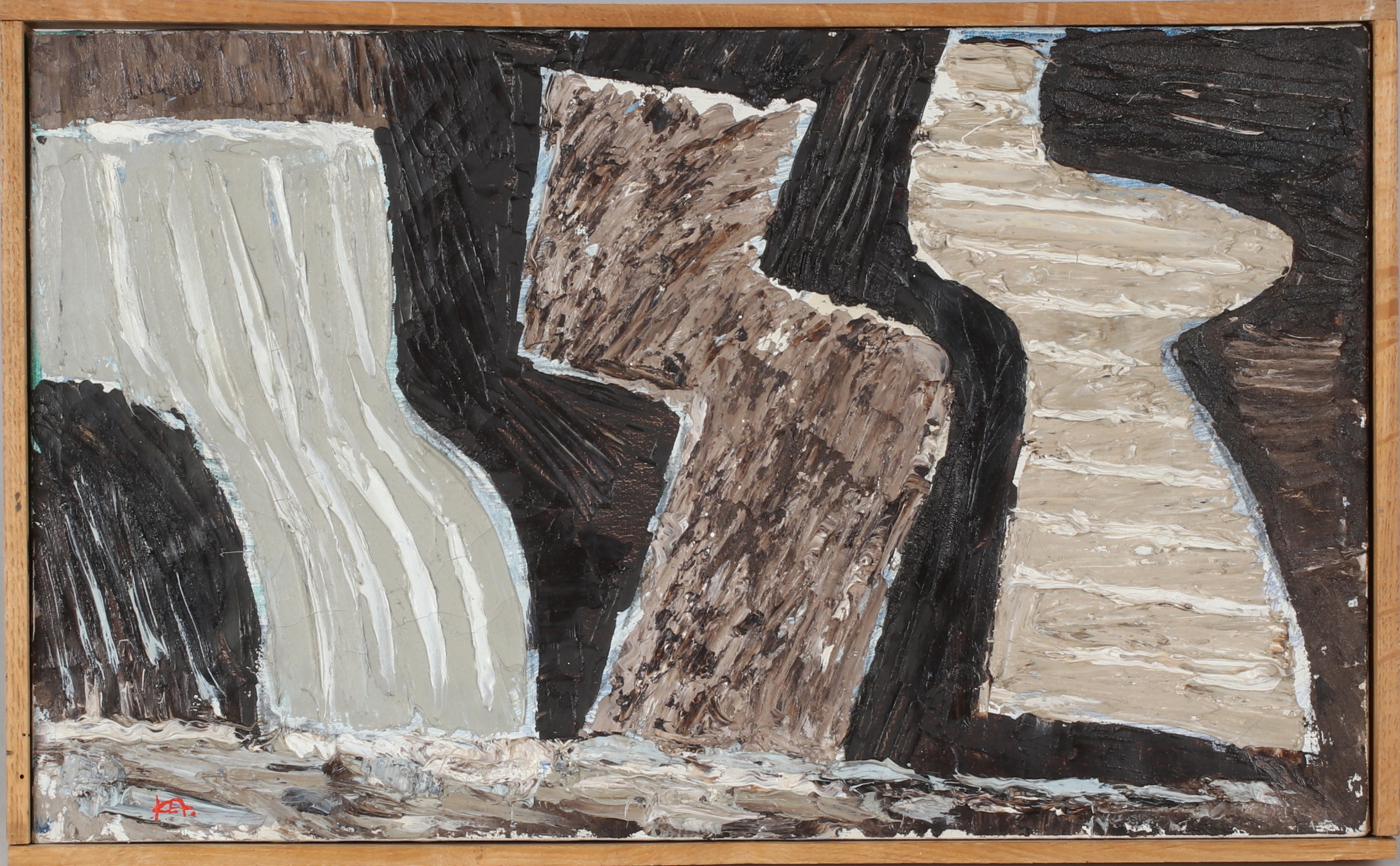 KARL EINAR ANDERSSON. "Former från grottan", olja på duk, monogramsignerad.