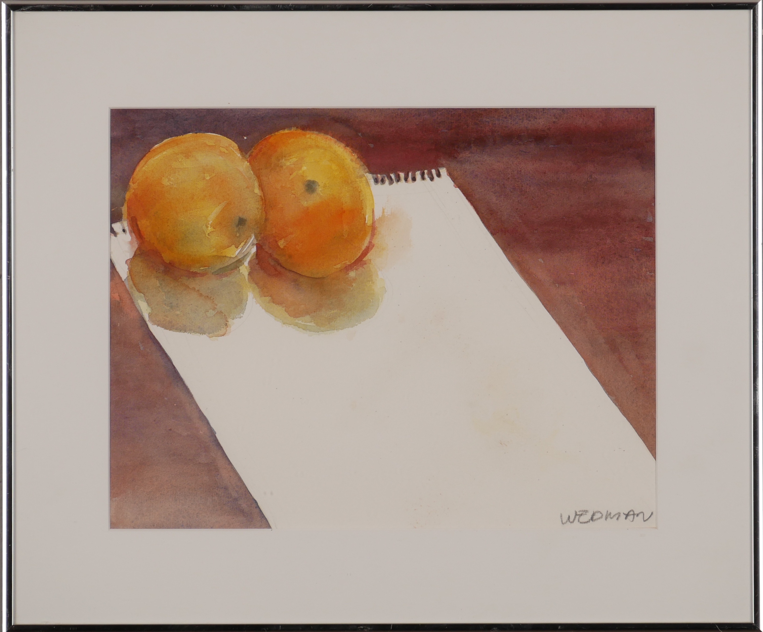 CHRISTER WEDMAN. Stilleben med apelsiner, akvarell, signerad Wedman.