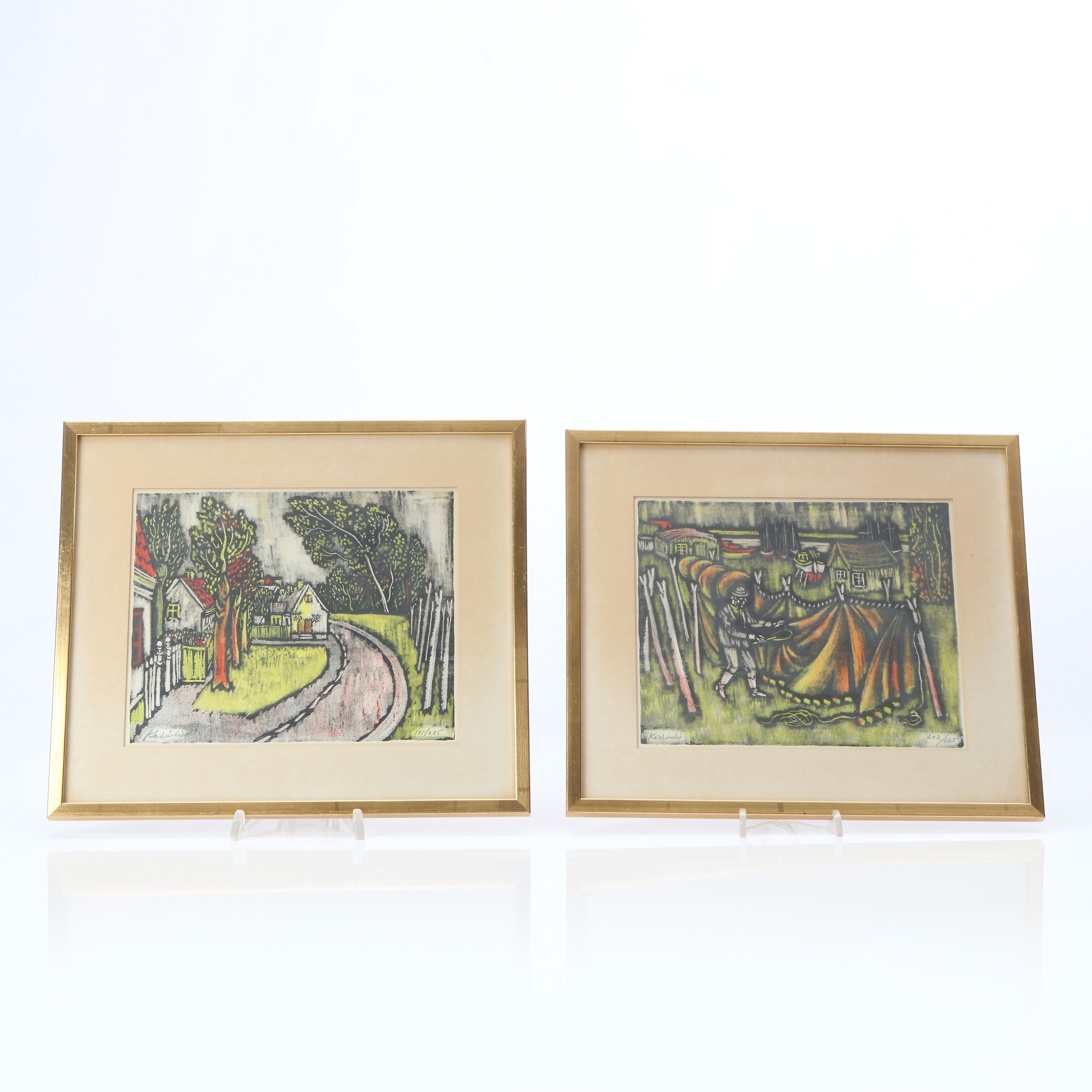 VYTAUTAS KASIULIS. Litografier, två st Landskap. Signerade.