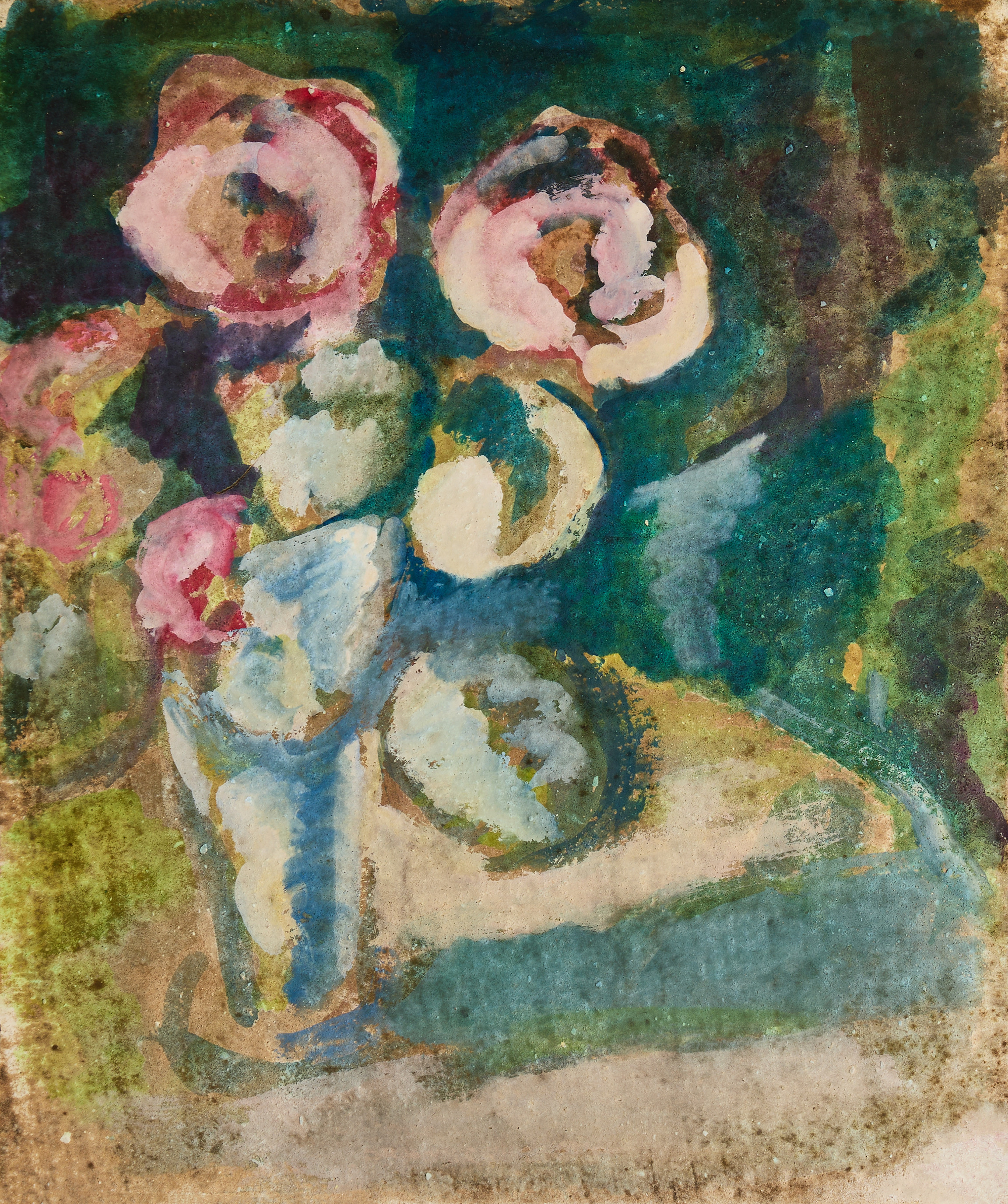 LENNART ROSENSOHN (1918-1994). Stilleben med pioner, blandteknik på laminat/pannå.