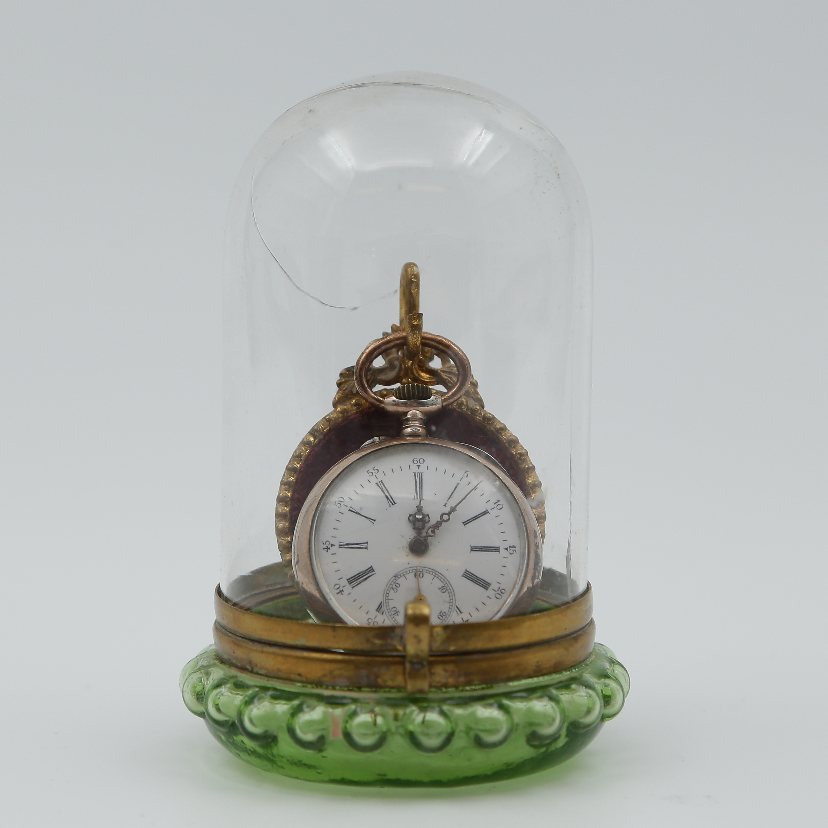 FICKURSGÖMMA MED FICKUR/MORMORSUR (1800-TAL) I SILVER OCH EMALJ.